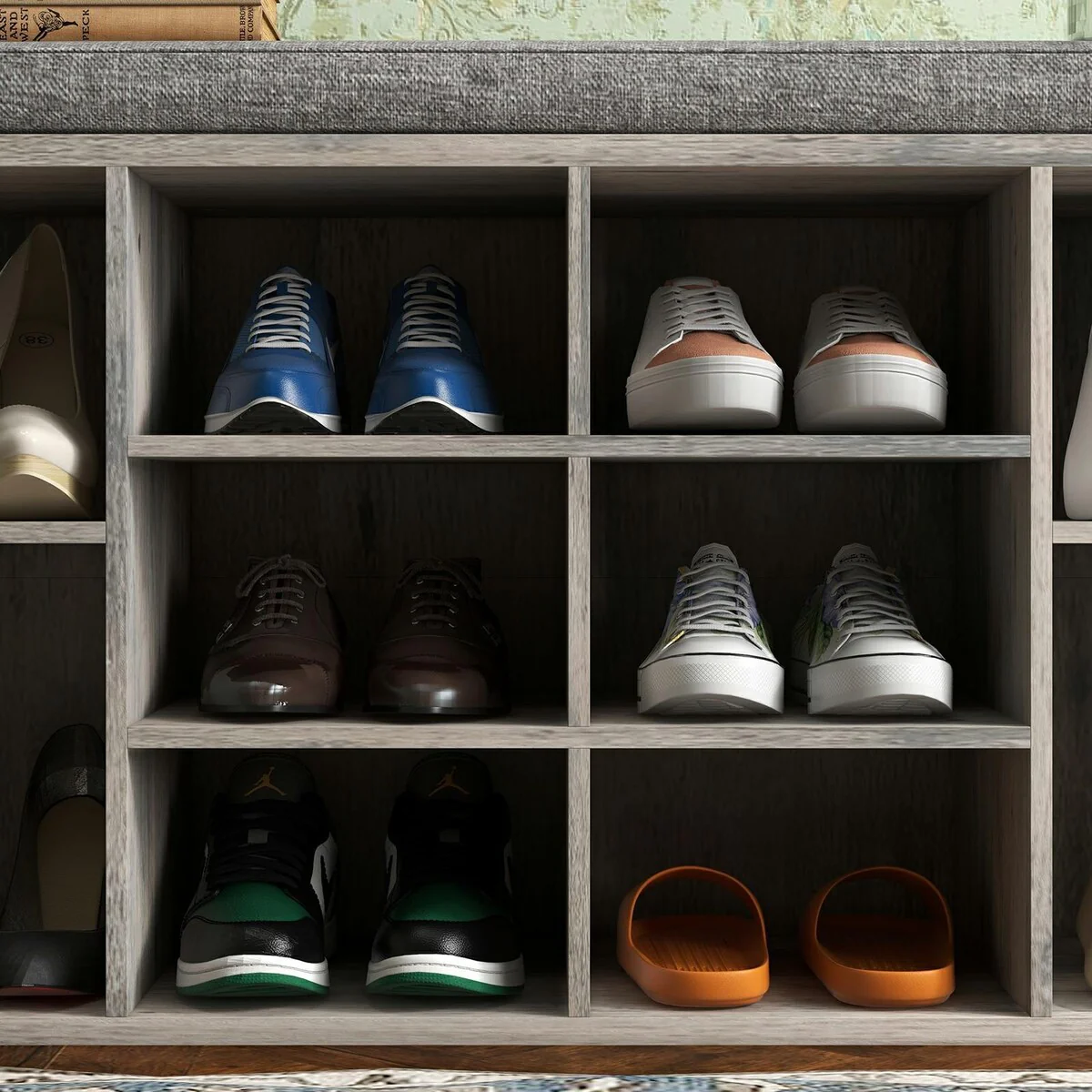 Entryway Shoe Bench with Storage, Padded Seat 40.9 inch