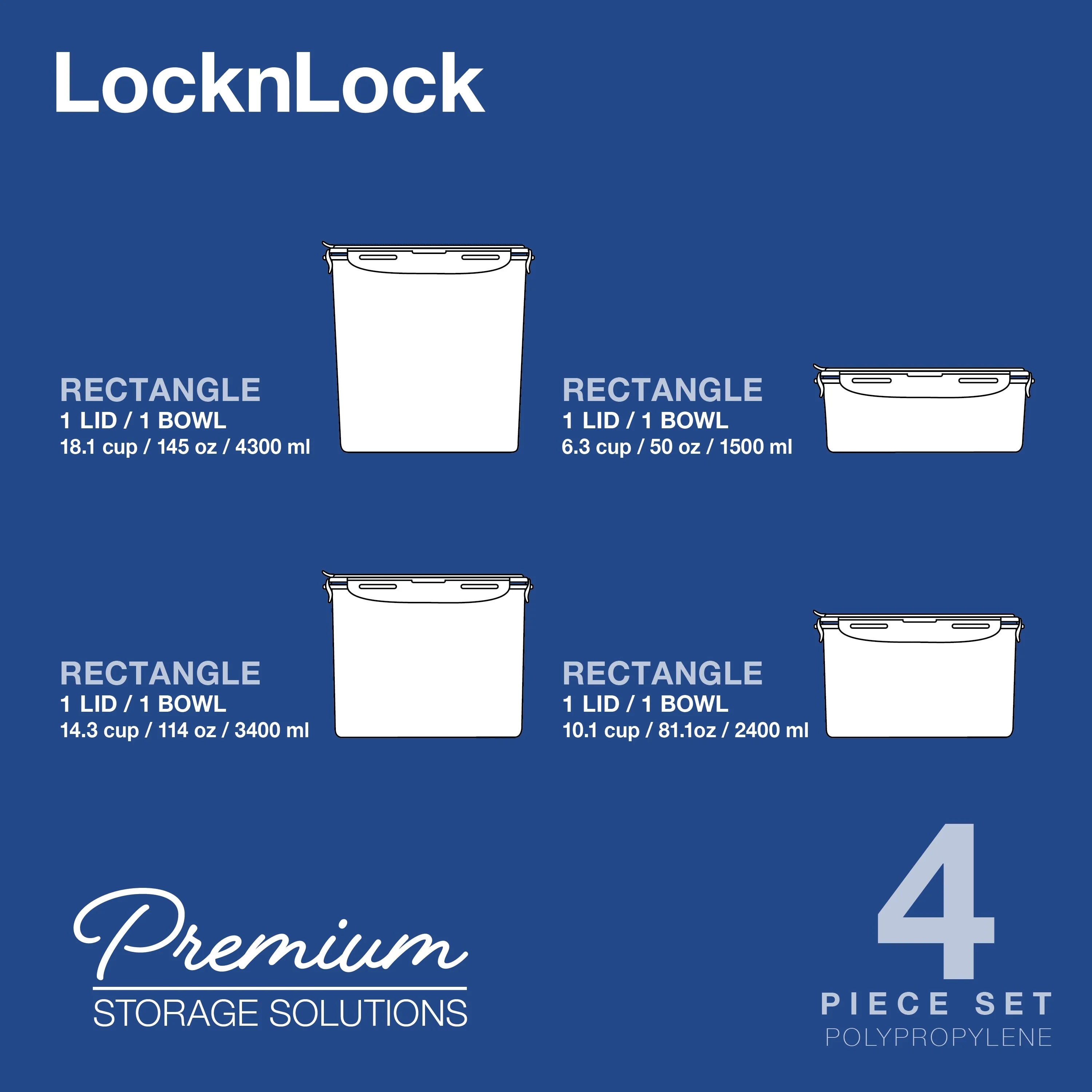 LocknLock Pantry Food Storage Container Set, 10-Piece