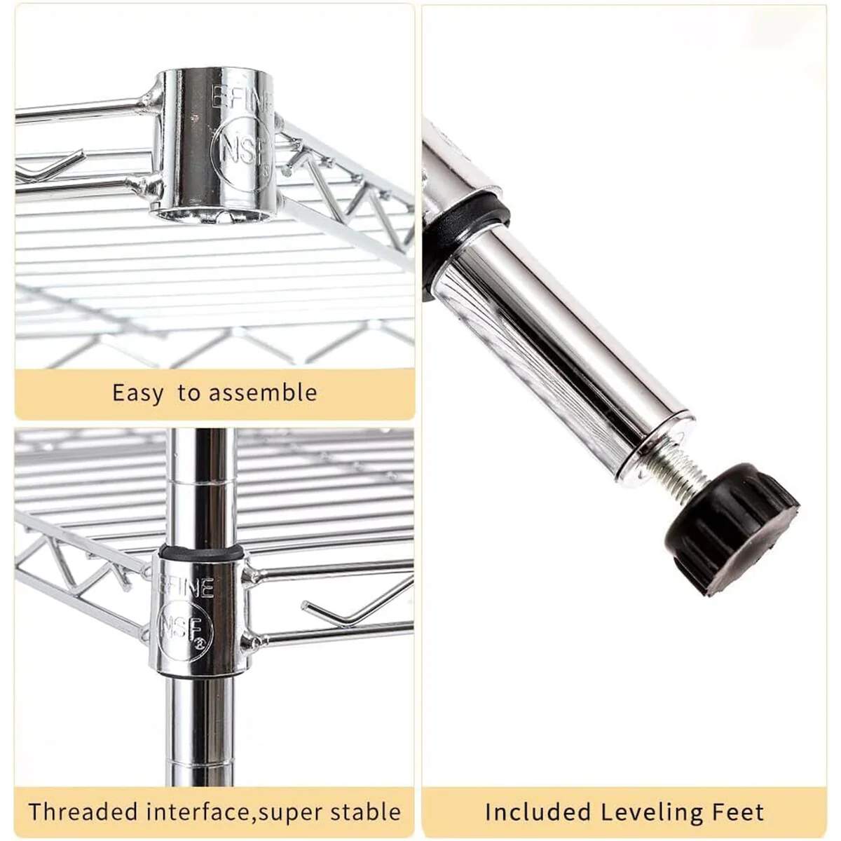 Chrome 4/5-Tier Shelving Unit Heavy-Duty Steel Shelves