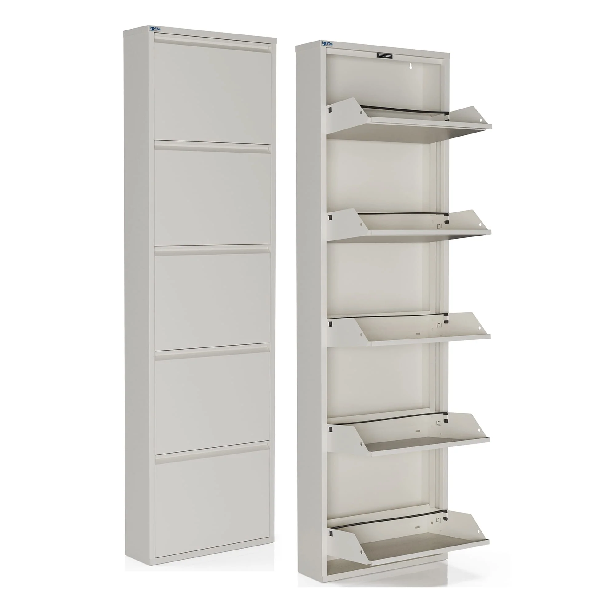 Antibacterial 5 Tier metal shoe cabinet without holes