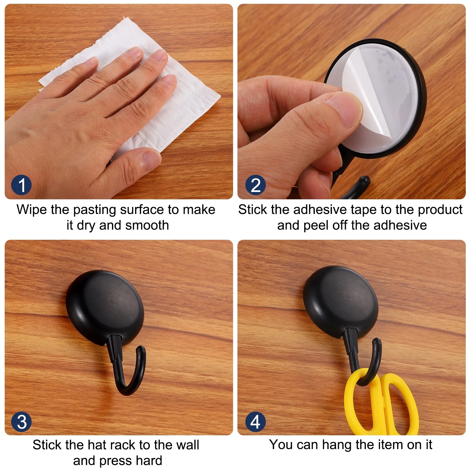 8 Pcs Hat Racks for Baseball Caps, Plastic Adhesive Hat Hooks Hat Hangers