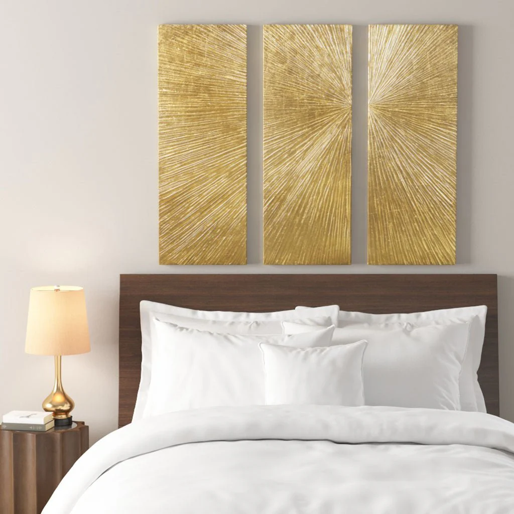 3-Piece Hand Painted Wall Art Set with Metallic Art