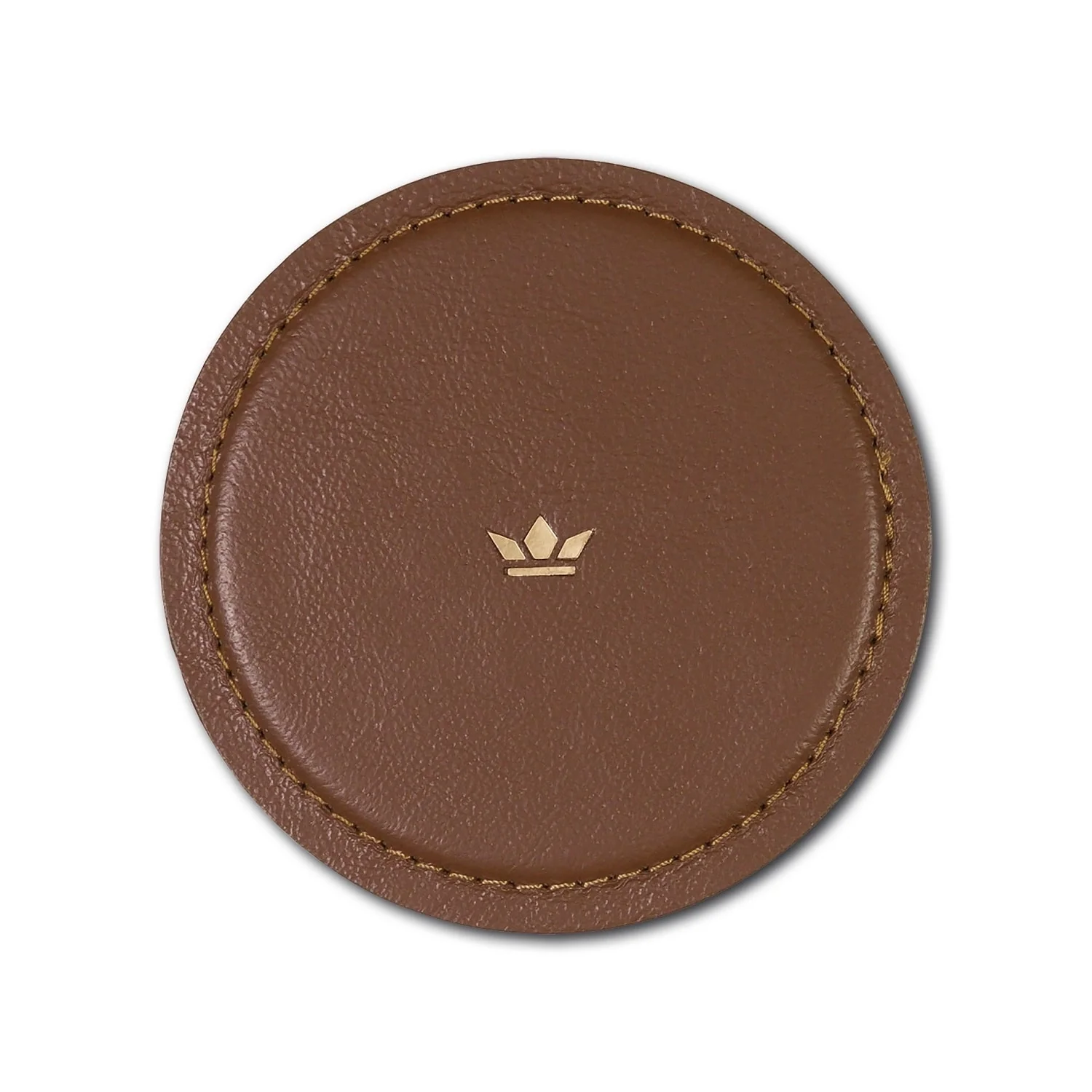Set of 4 Black Leather Coasters Dia 3.9