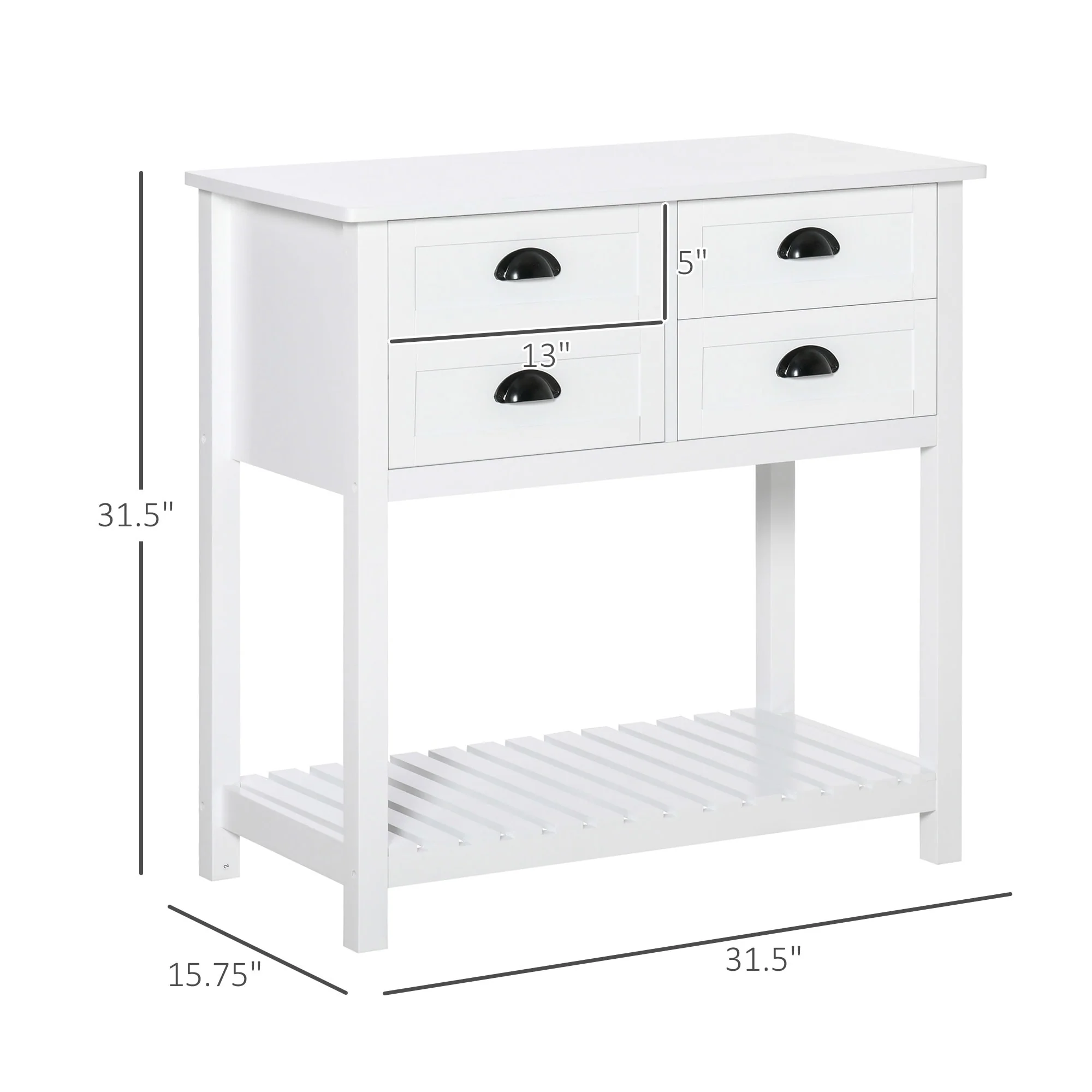 HOMCOM Sideboard Buffet Cabinet, Storage Serving Console Table with 4 Drawers and Slatted Bottom Shelf for Kitchen, Living Room
