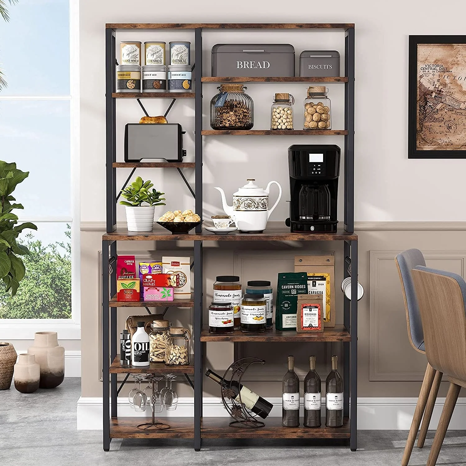 Kitchen Baker's Rack, Free Standing 5-Tier, 6-Tier Kitchen Utility Storage Shelf Rack