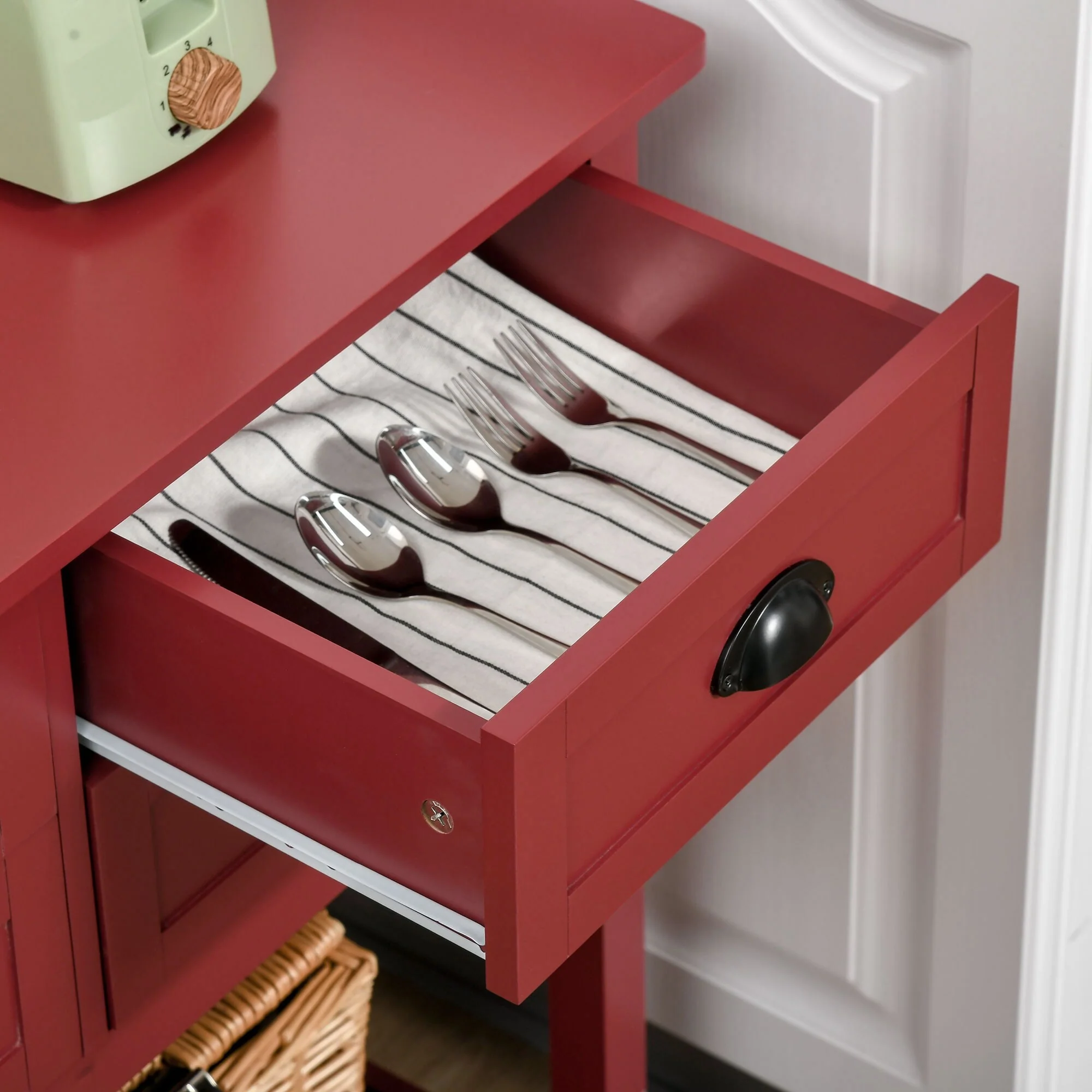 HOMCOM Sideboard Buffet Cabinet, Storage Serving Console Table with 4 Drawers and Slatted Bottom Shelf for Kitchen, Living Room