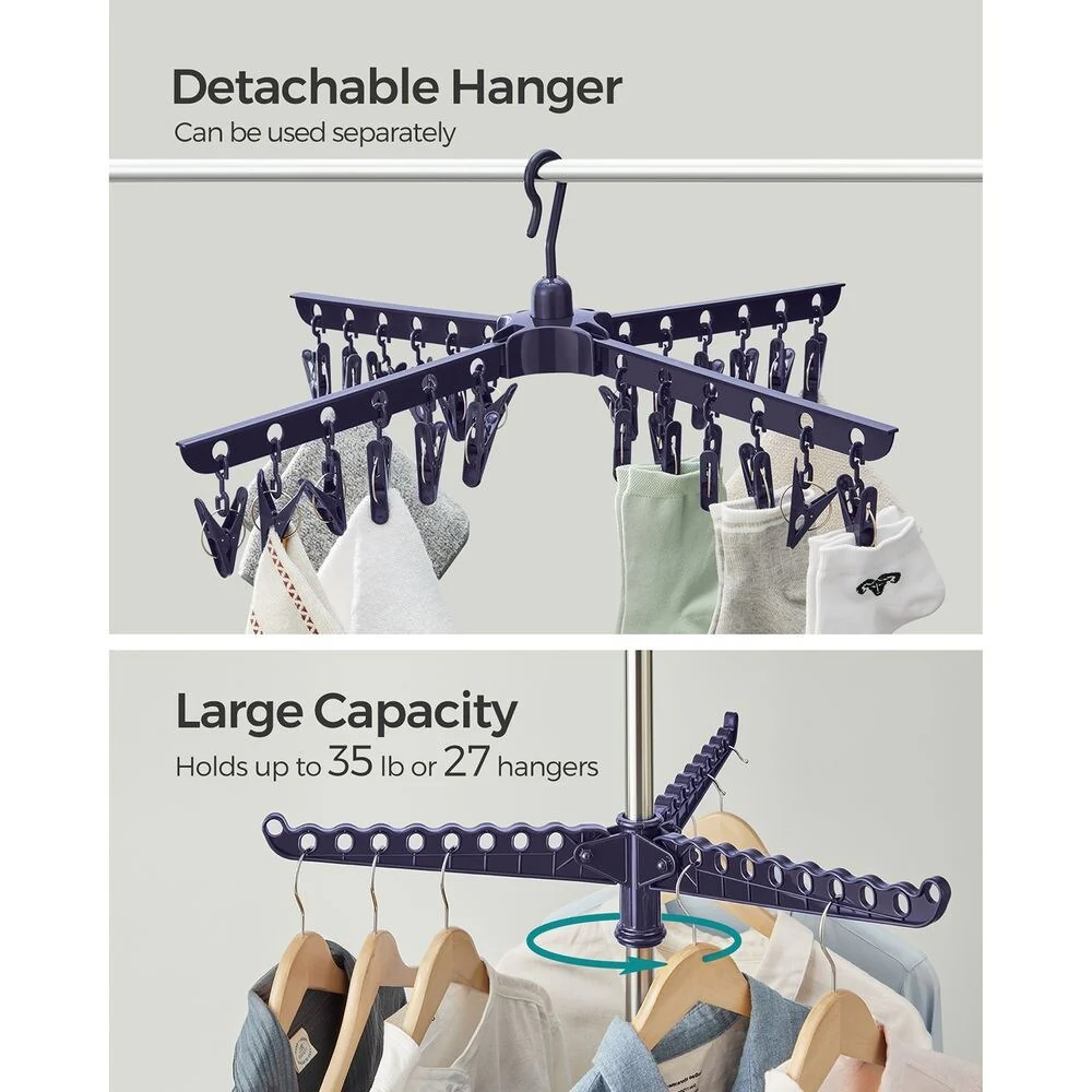 Stainless Steel Foldable Clothes Drying Rack with 360° Rotatable Arms Large Capacity and Space-Saving Design