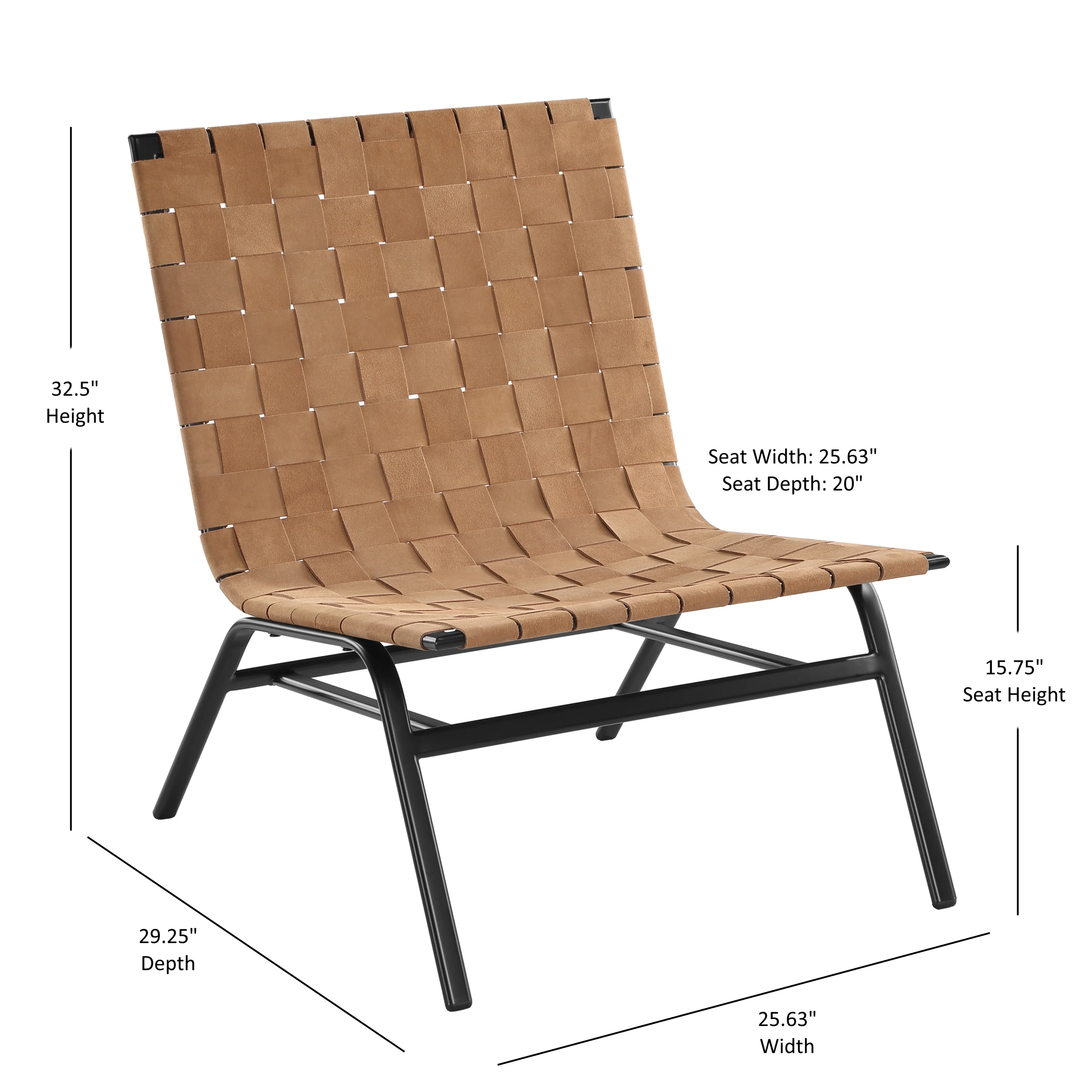 Camden Woven Brown Leather Accent Chair