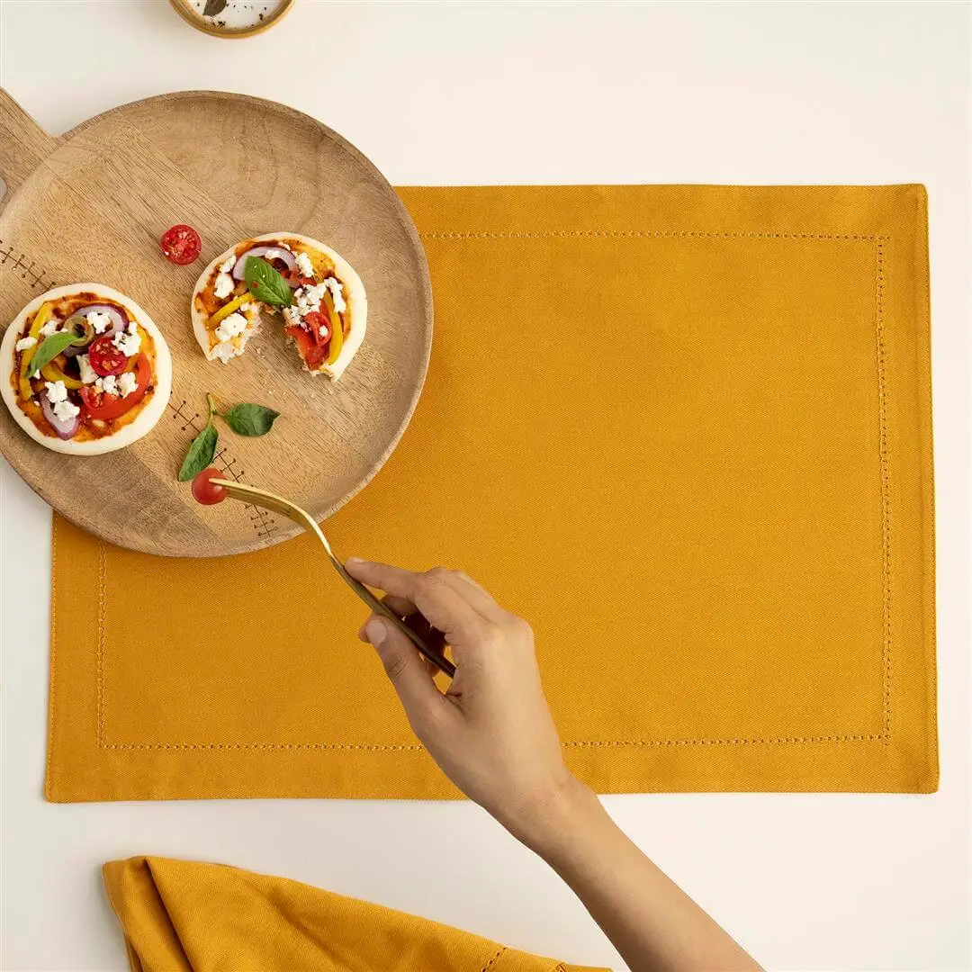 Mustard 100% Cotton Placemats, Set of 6