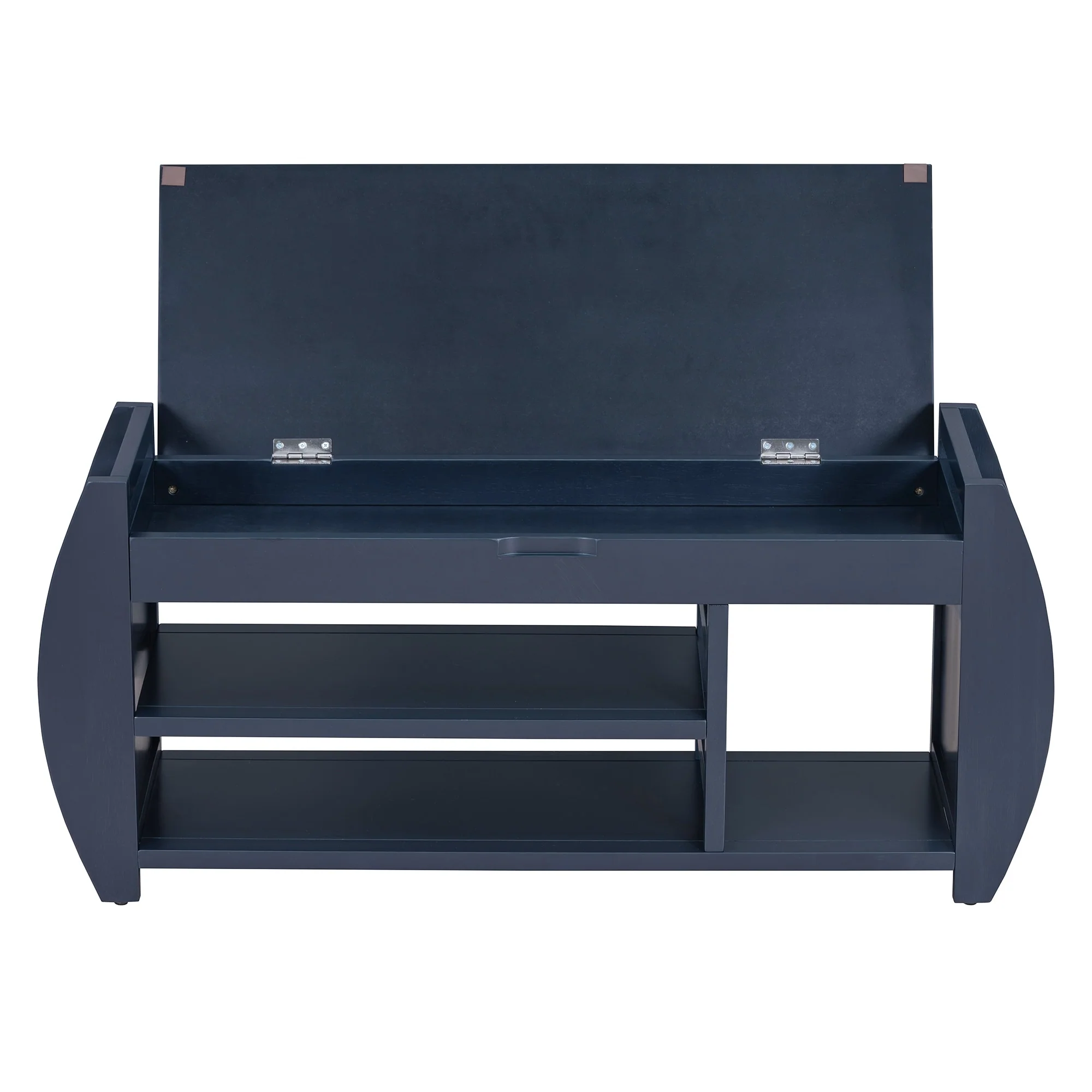 Shoe Storage Bench with Cushion and Curved Side