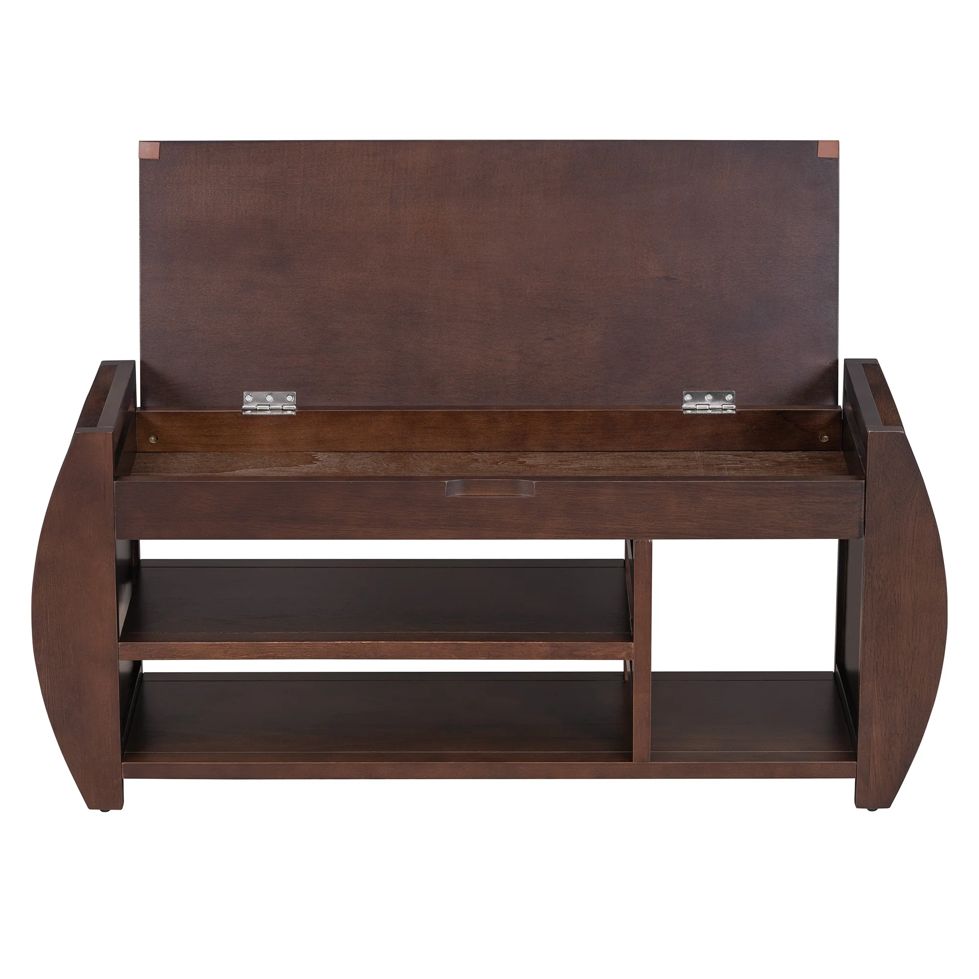 Shoe Storage Bench with Cushion and Curved Side