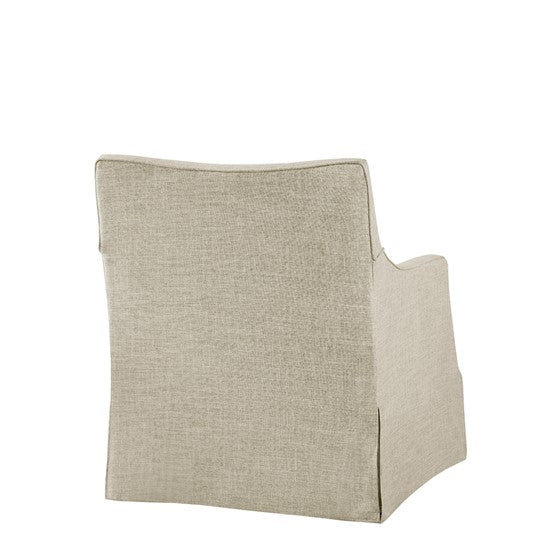 Upholstered Swivel Chair with Metal Base and Recessed Arms