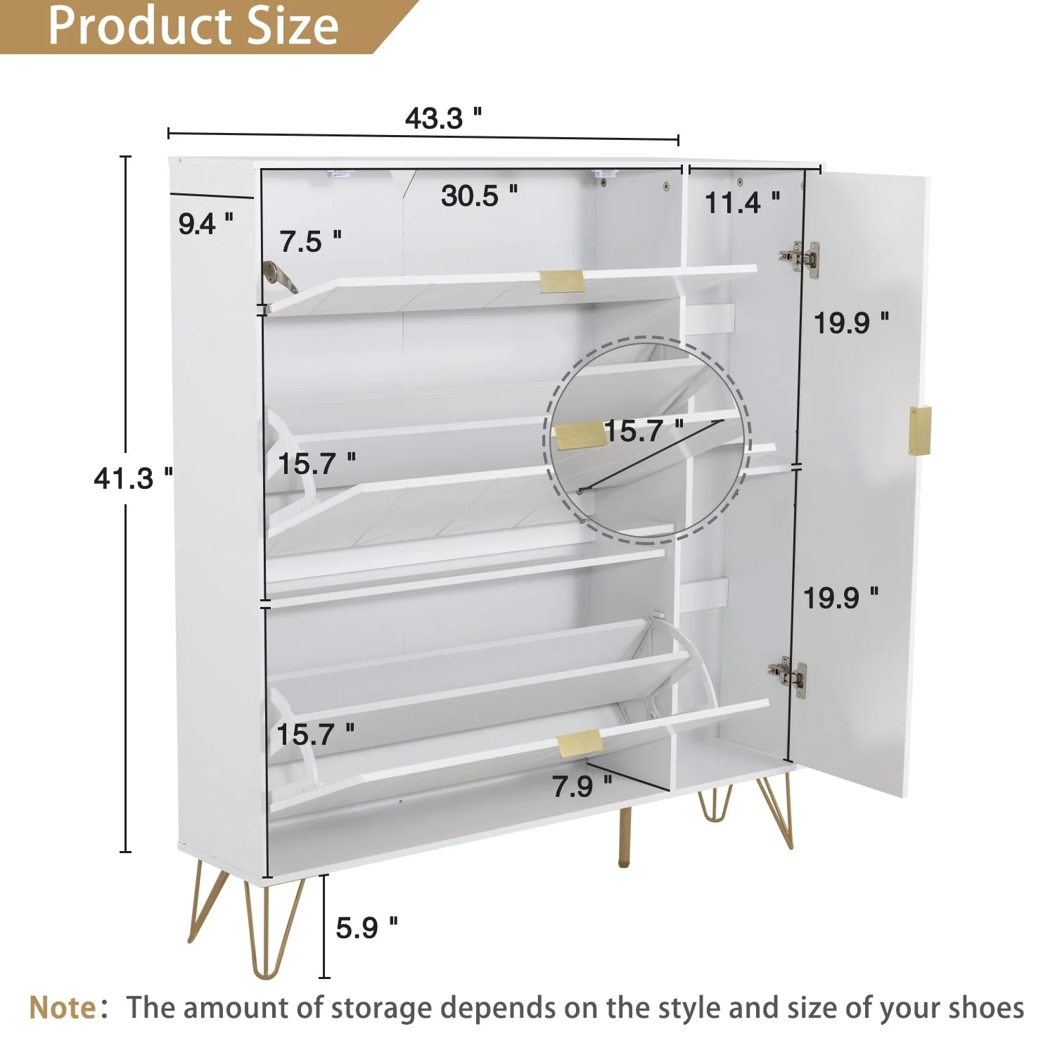 Shoe Cabinet with 3 Flip Drawers & Boot Rack Narrow Shoe Rack