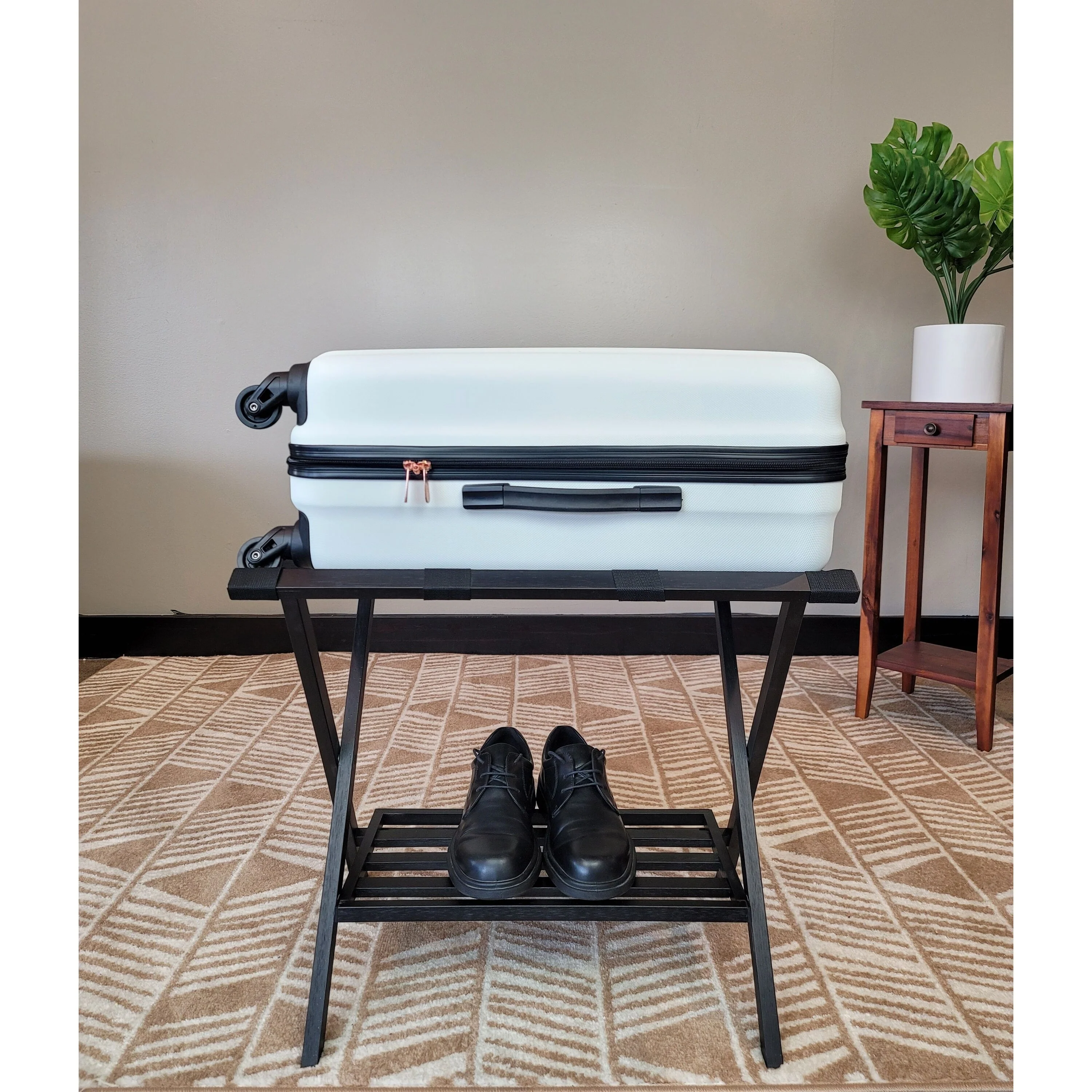 Solid Bamboo Folding Luggage Rack