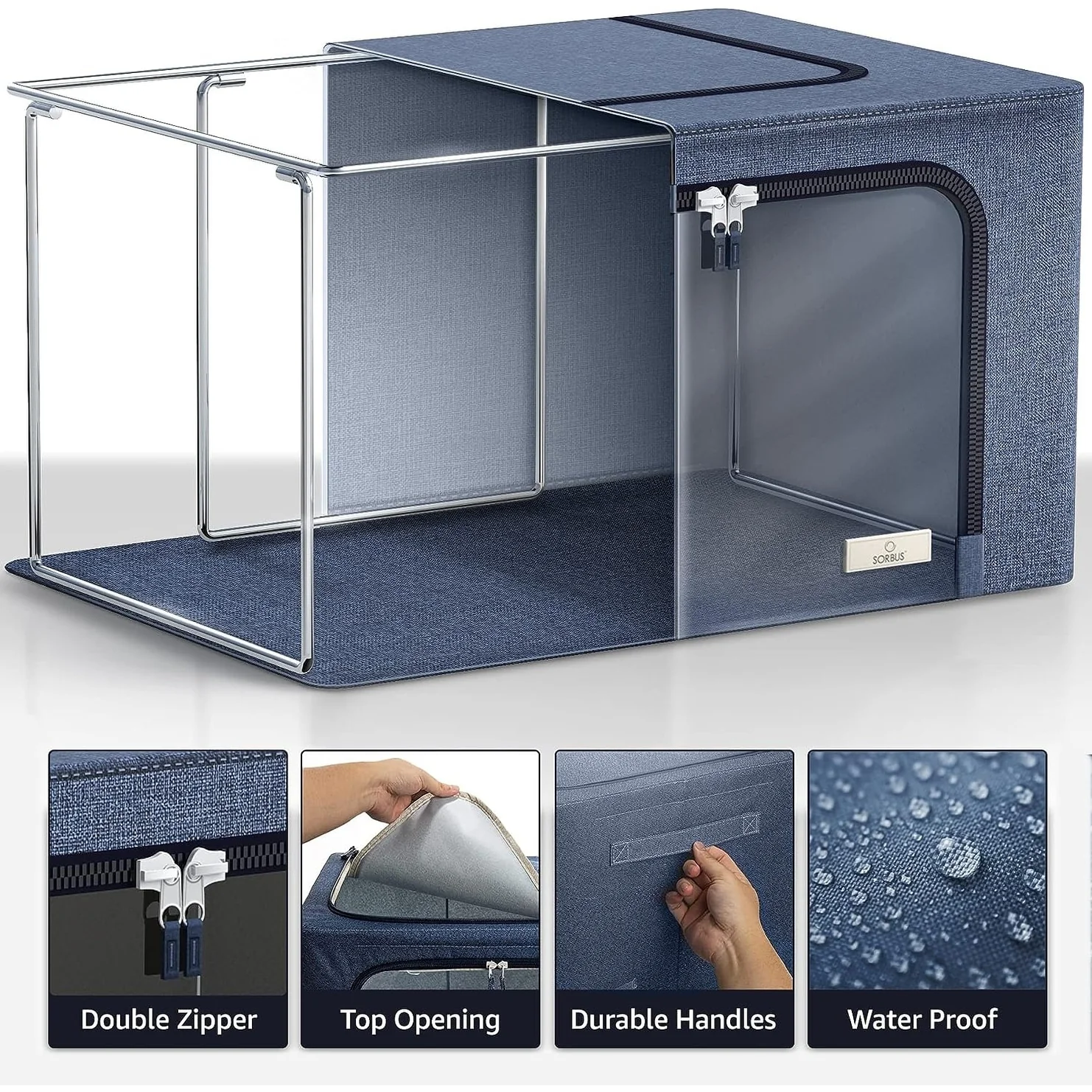 Foldable Storage Box Organizer - Blue Large