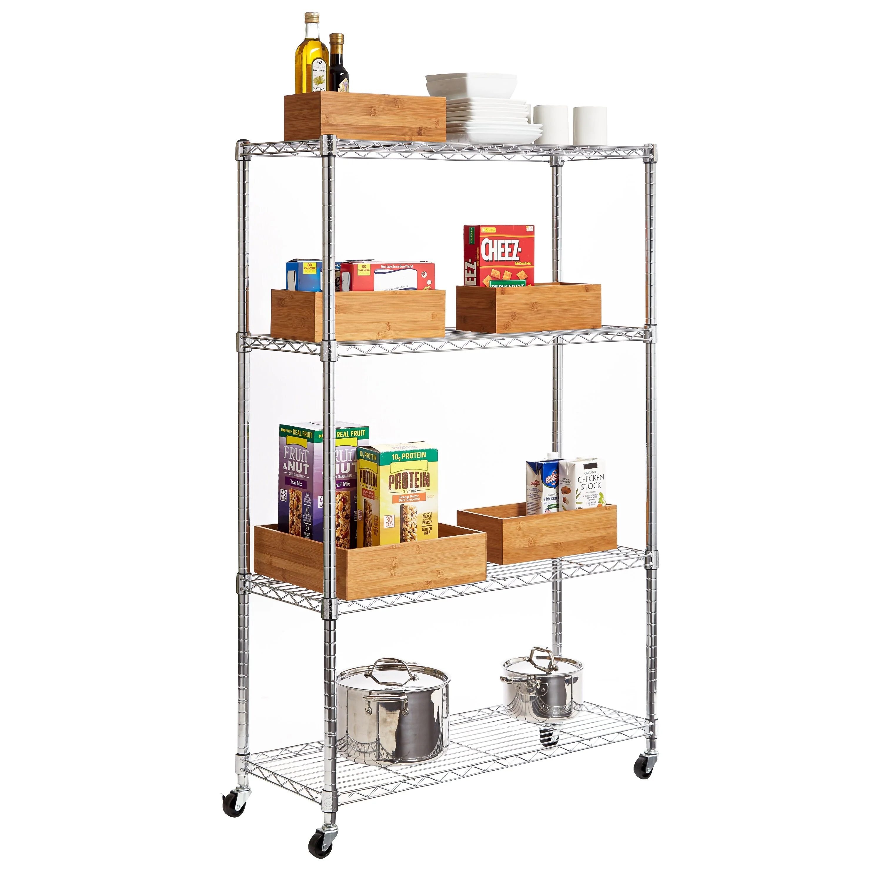 Seville Classics 5-Piece Bamboo Storage Organizer Box Set - Brown