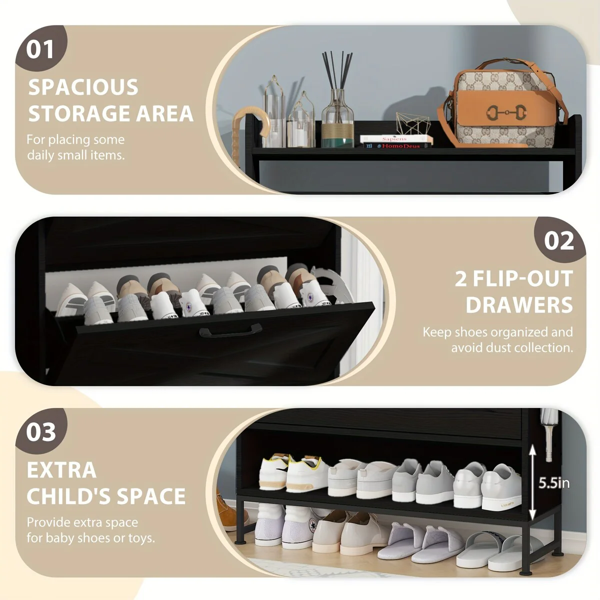 24 Pair Shoe Storage Cabinet