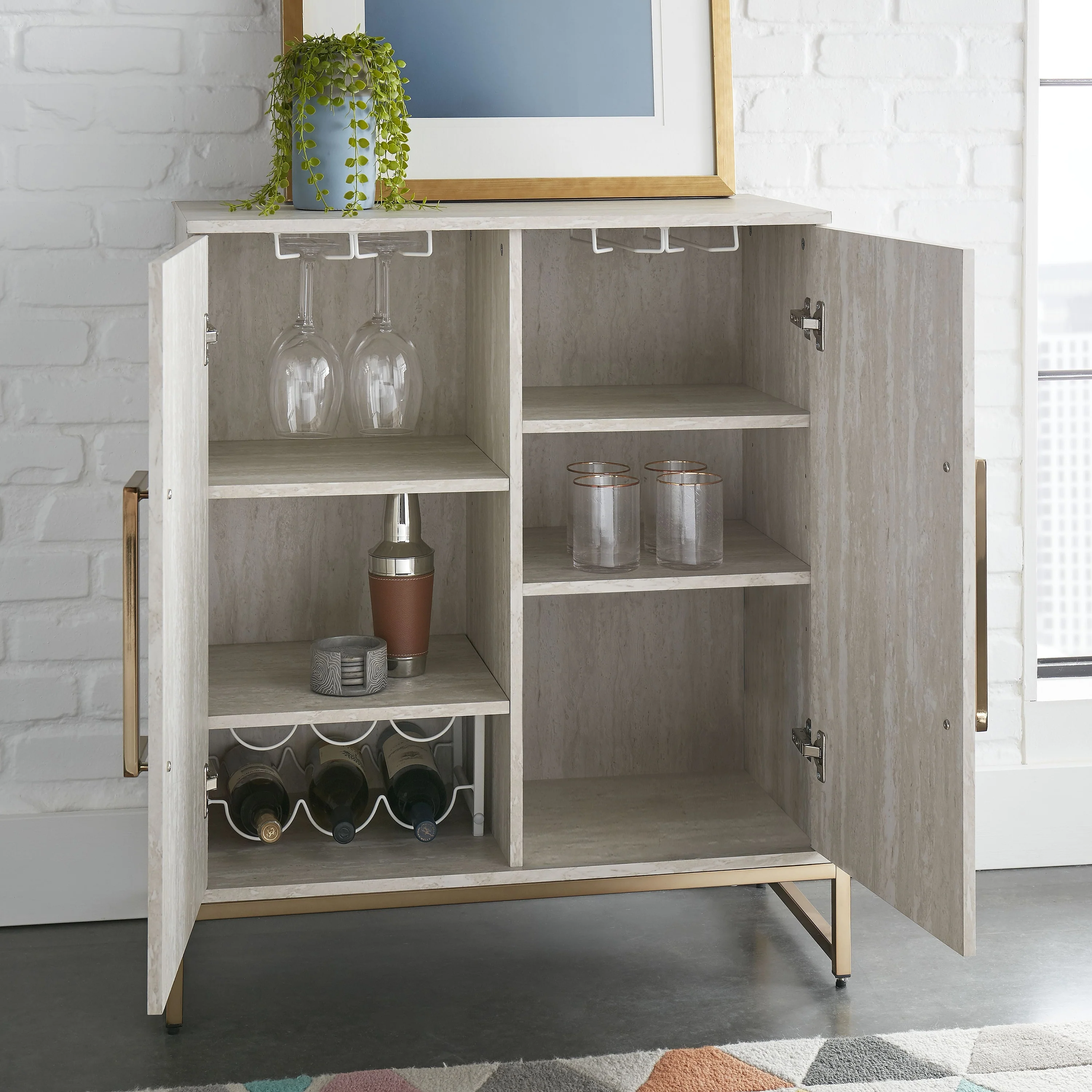Steve Silver Lanett Wine Cabinet, White