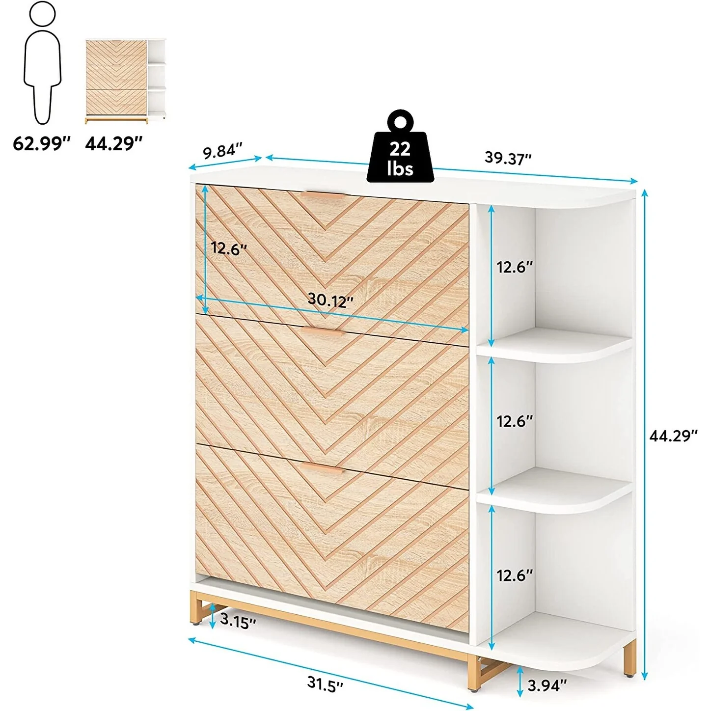 Shoe Cabinet, 24 Pair Shoes Storage Cabinet with Doors and Shelves