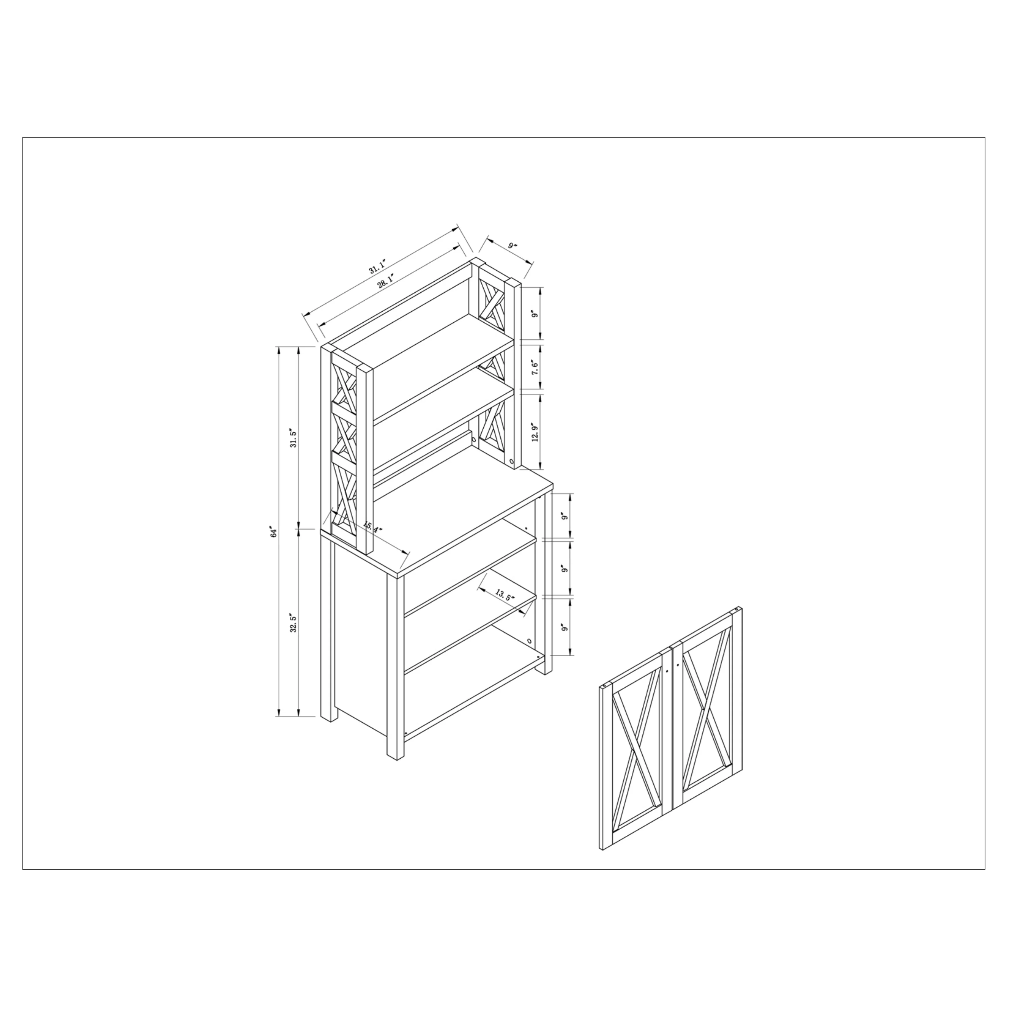 Yeer Rustic Walnut Wood Multi-storage Hutch by Furniture of America