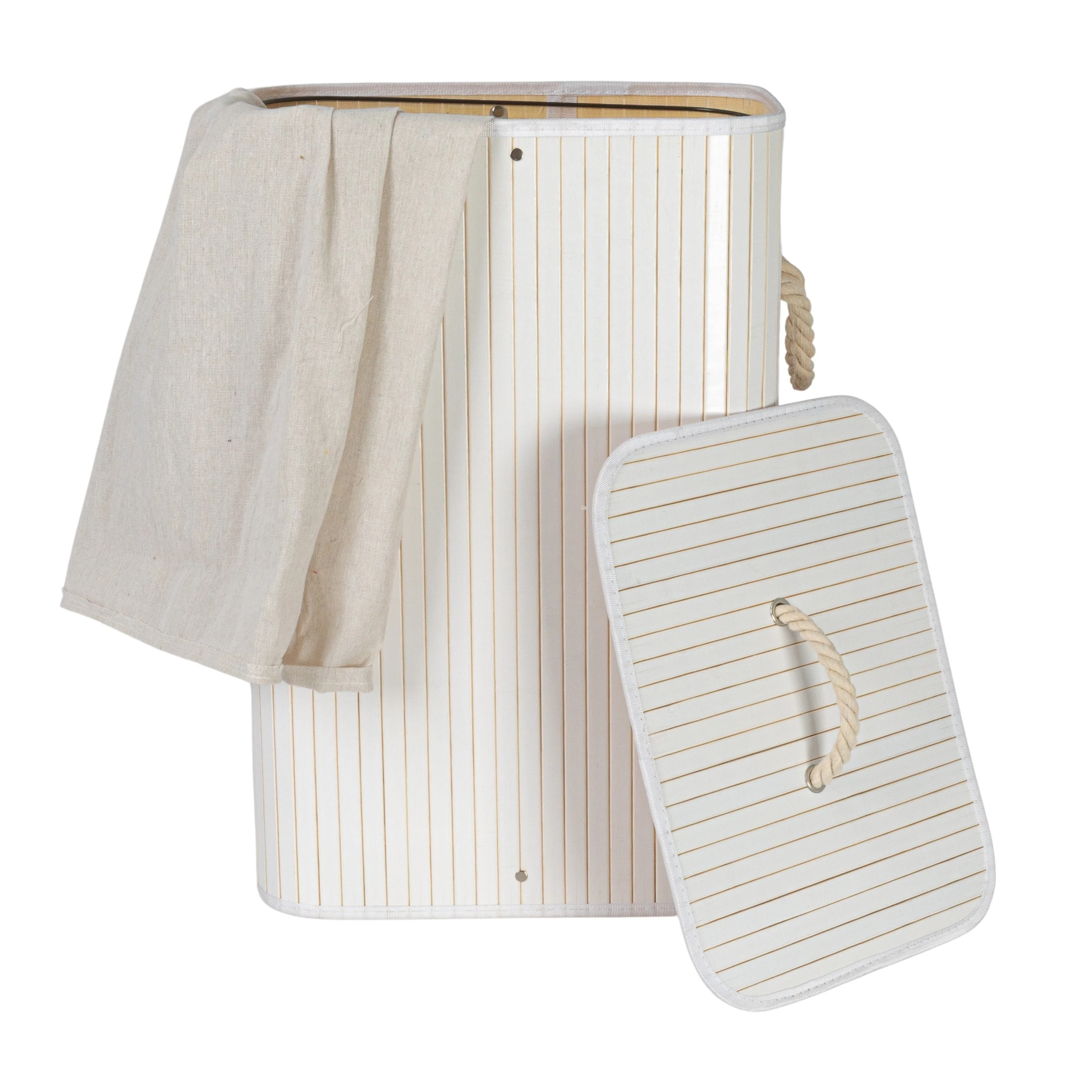 Household Essentials Bamboo Laundry Hamper with Handles and Removable Laundry Bag