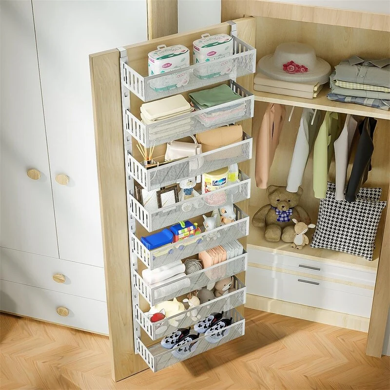 6Tier Over The Door Pantry Organizer with Mesh Baskets Adjustable