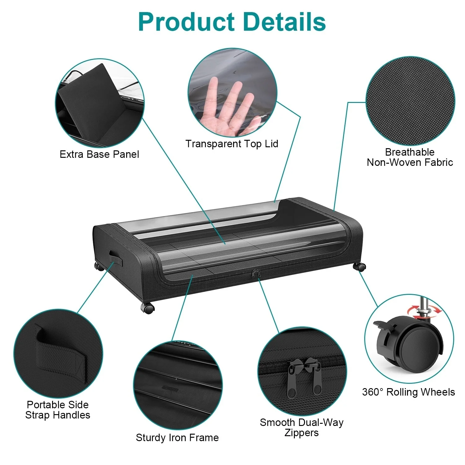 2 Packs Rolling Under Bed Storage Containers