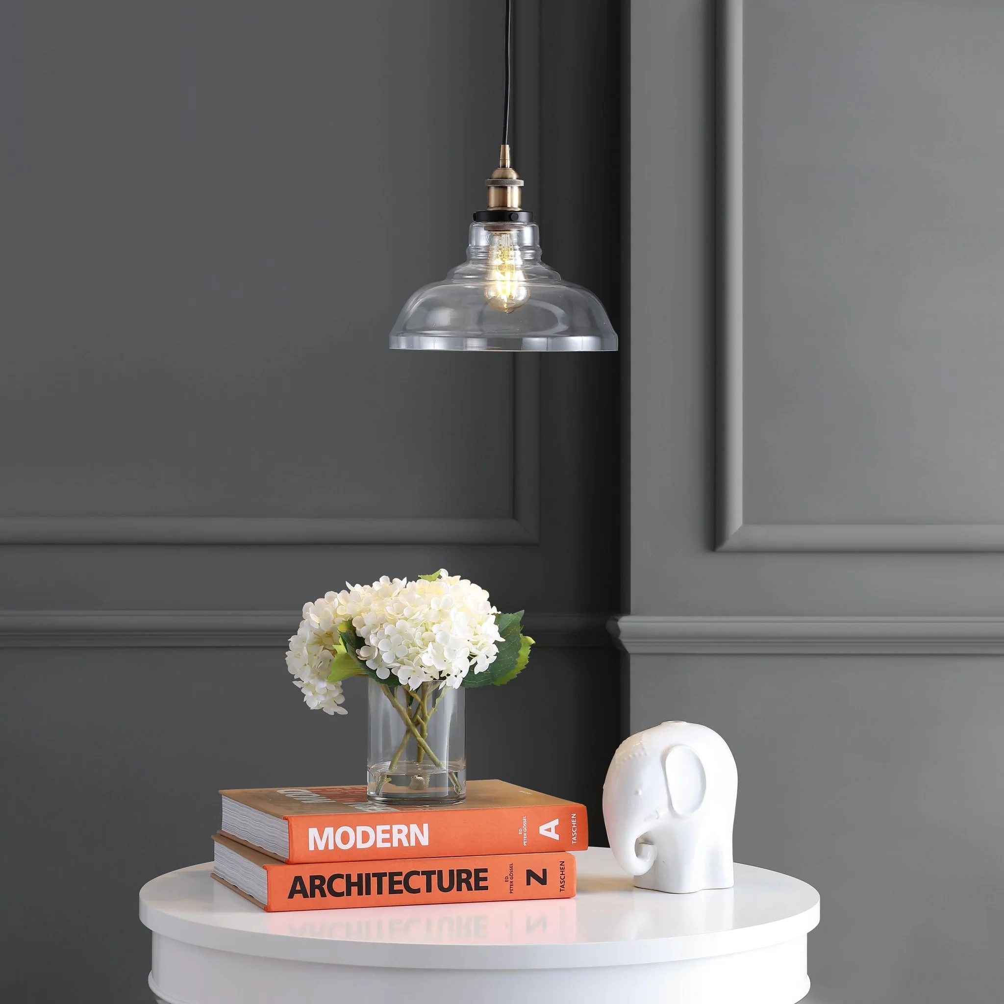 Litchfield Farmhouse Metal/Glass LED Pendant