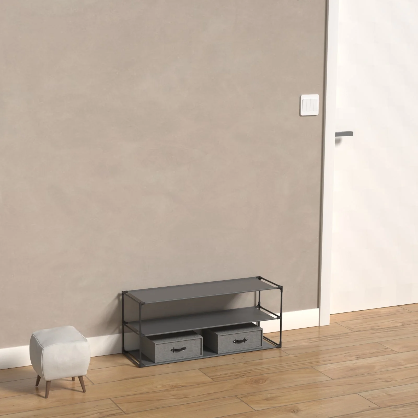 Shoe Rack Detachable Non-Woven Waterproof Fabric Shoe Organizer Tower Black Set of 2