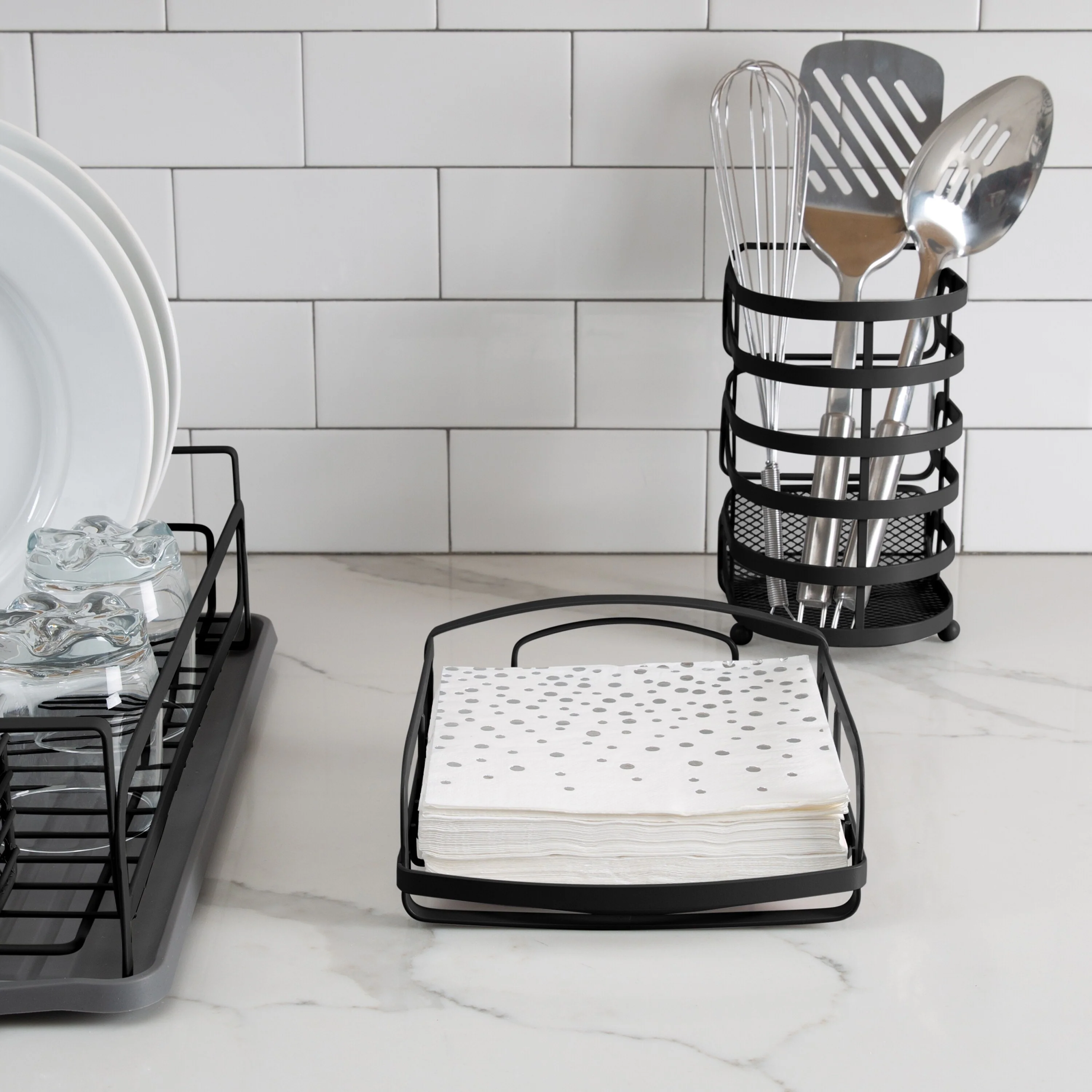 Kitchen Details Industrial Collection Napkin Holder in Matte Black - 7.5