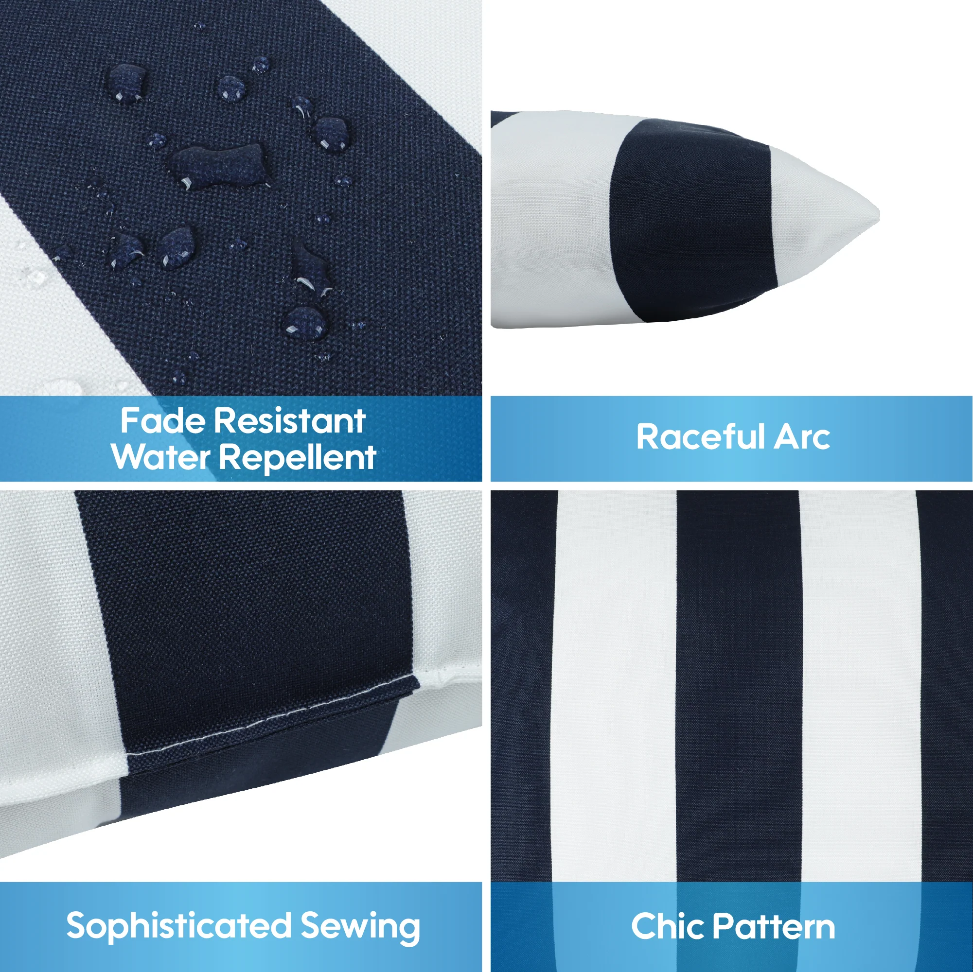 Navy & White Stripe Outdoor Square Pillows, Set of 2