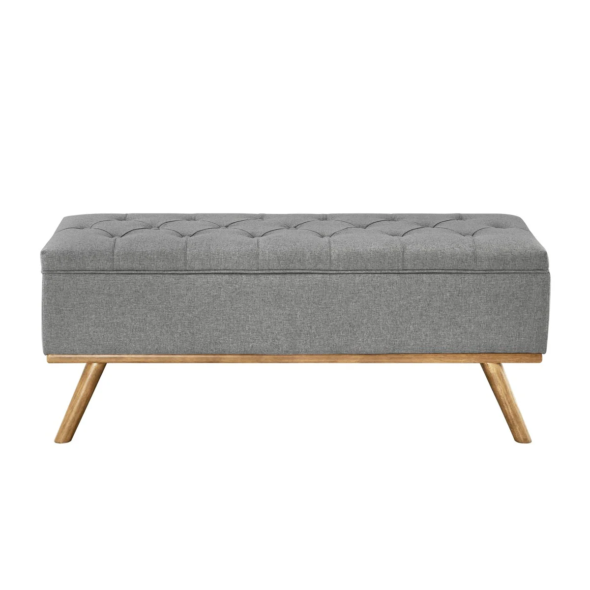 LUE BONA Modern Upholstered Storage Ottoman Button Tufted Storage Bench with Linen Seat End of Bed - 17.5 D X 50.4 W X 20.5 H