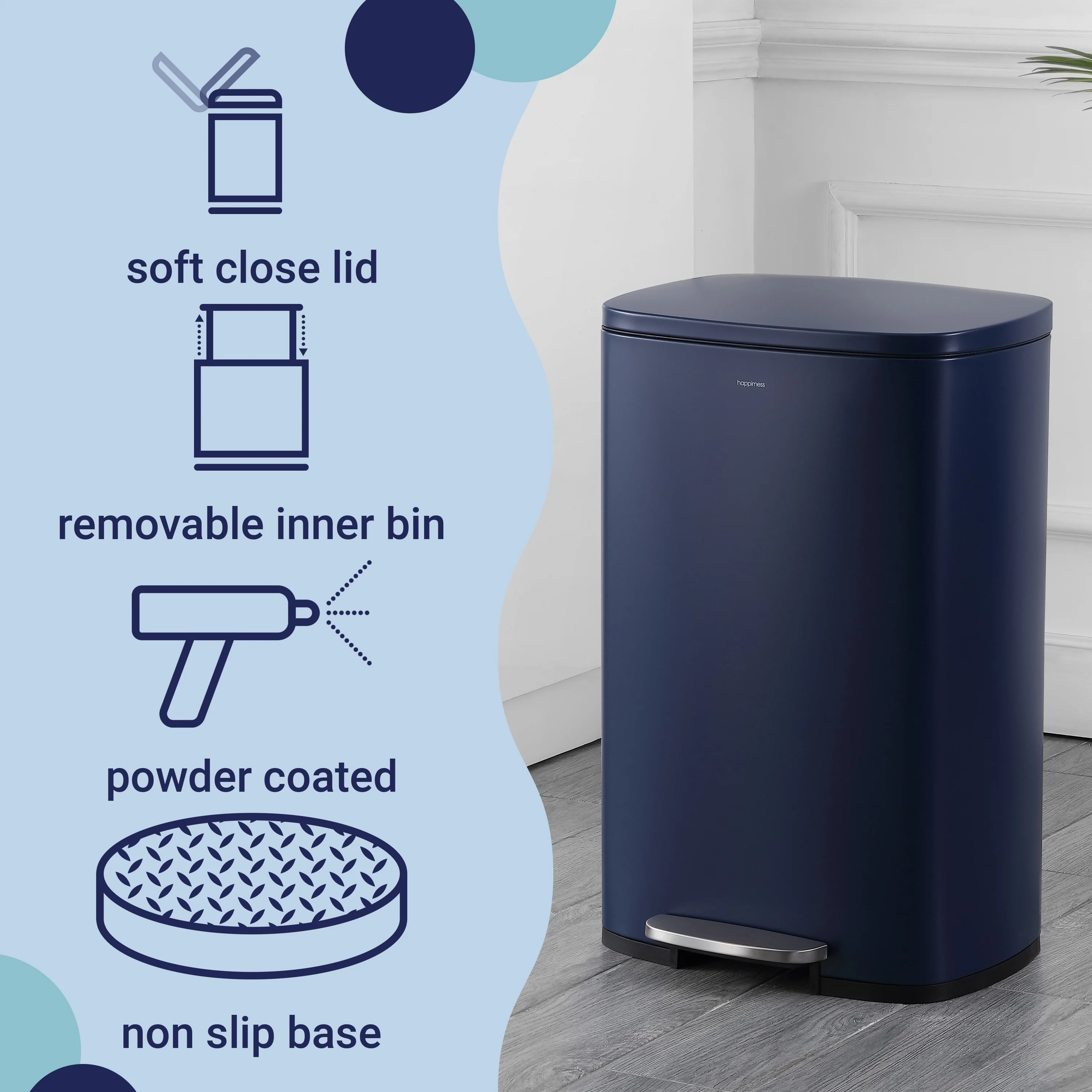 happimess 13-Gallon Trash Can with Soft-Close Lid and FREE Mini Trash Can