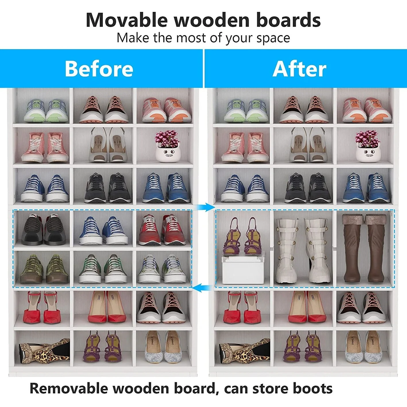 8-tier Shoe Storage Cabinet Organizer Rack with 24 Cubbies