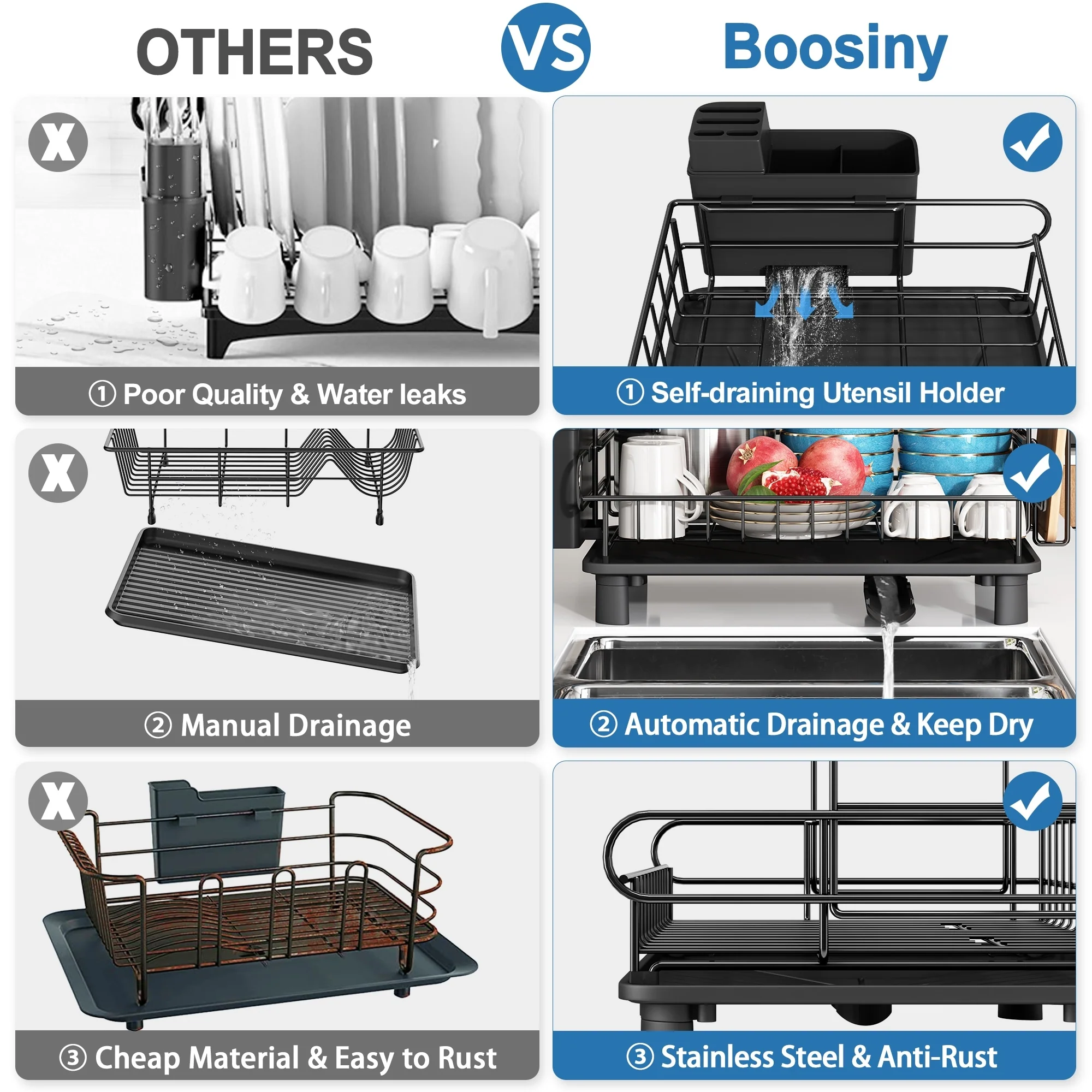 JASIWAY 2 Tier Kitchen Stainless Steel Dish Rack