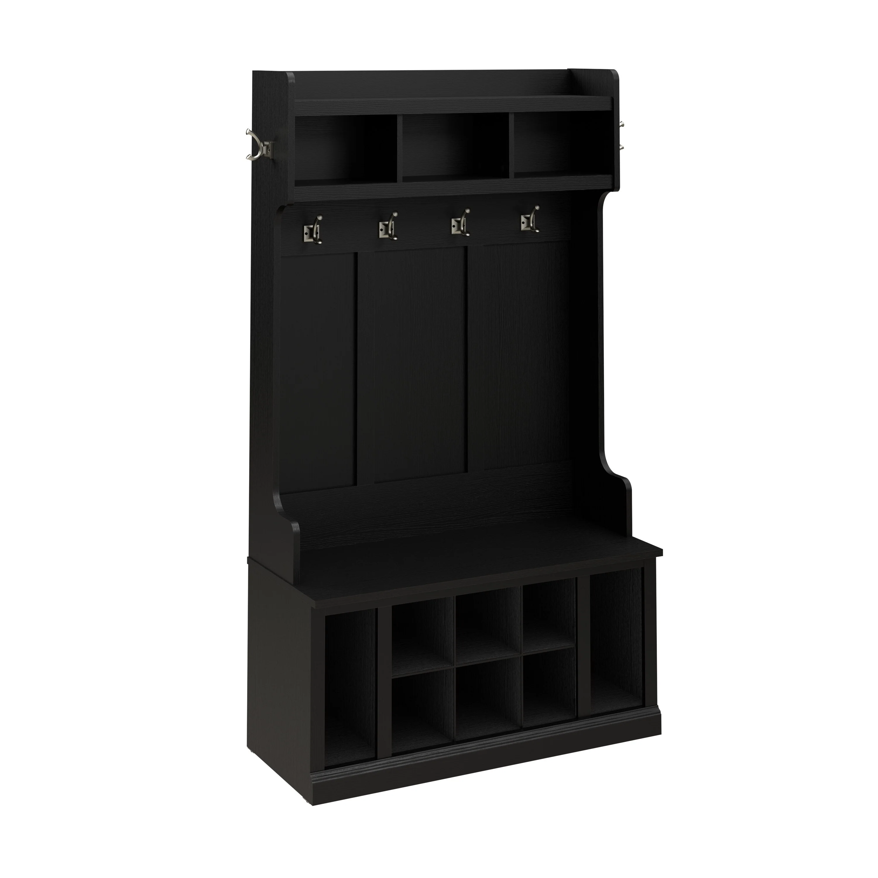 Woodland 40W Hall Tree and Shoe Bench with Shelves by Bush Furniture