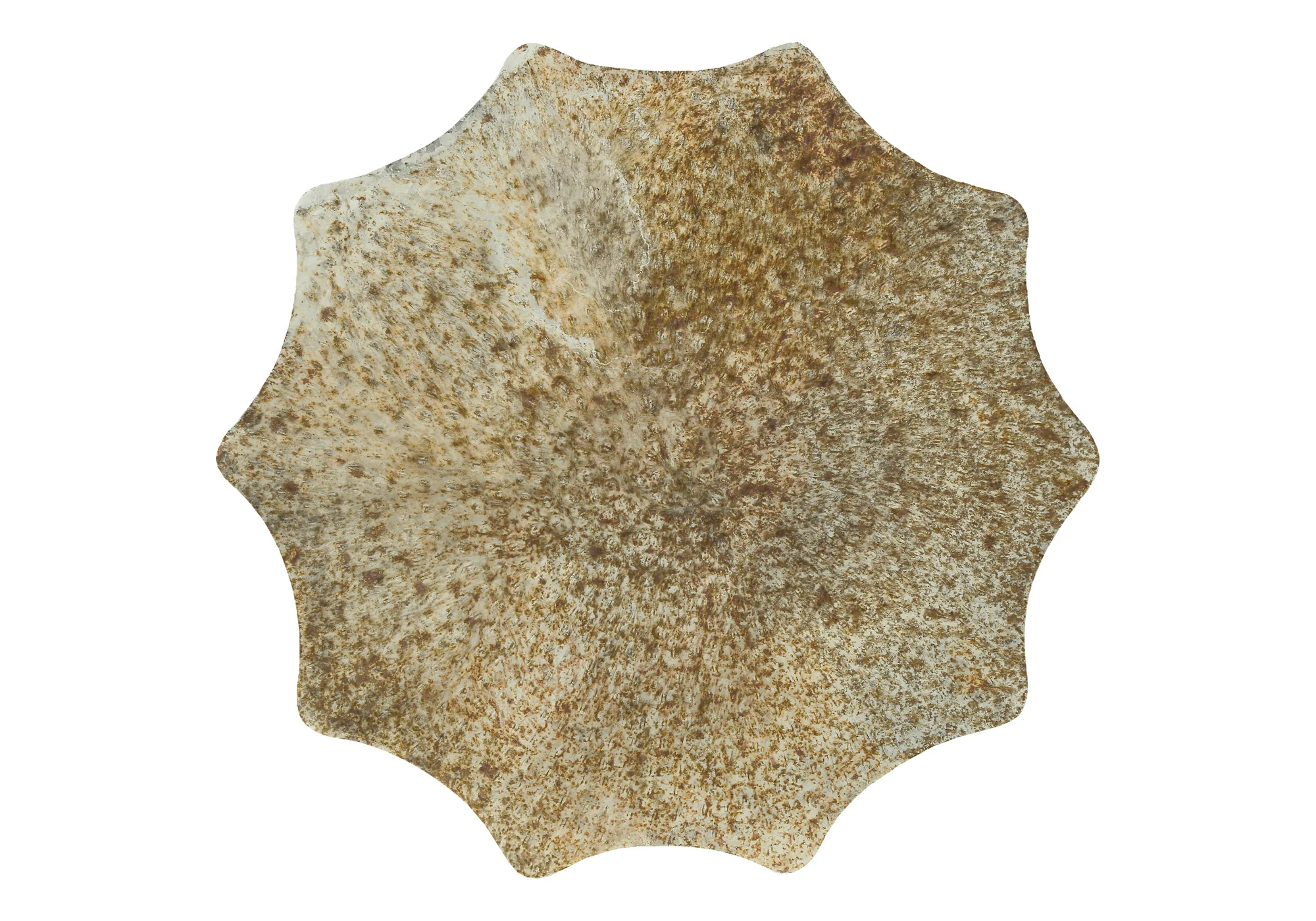 Artifact End Table with Scalloped Design and Hammered Texture