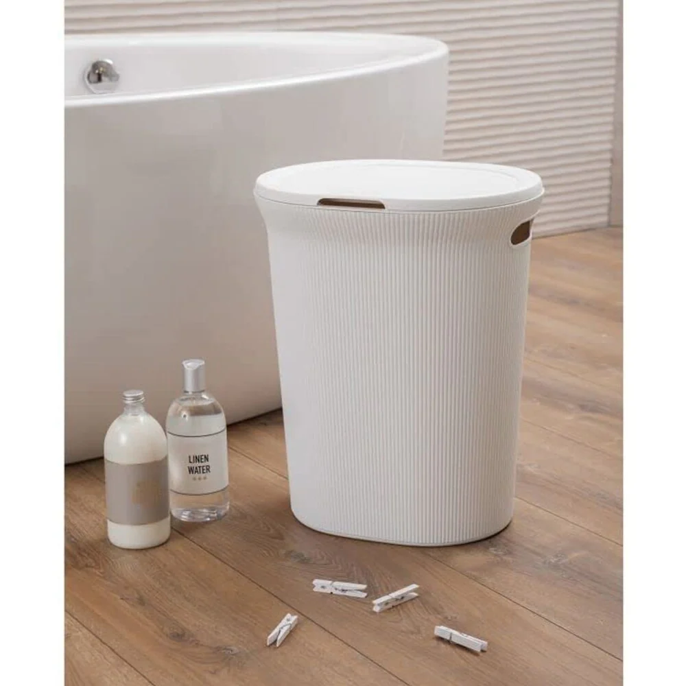 Superio 40 L Ribbed Laundry Hamper with Lid - Capacity: 40l