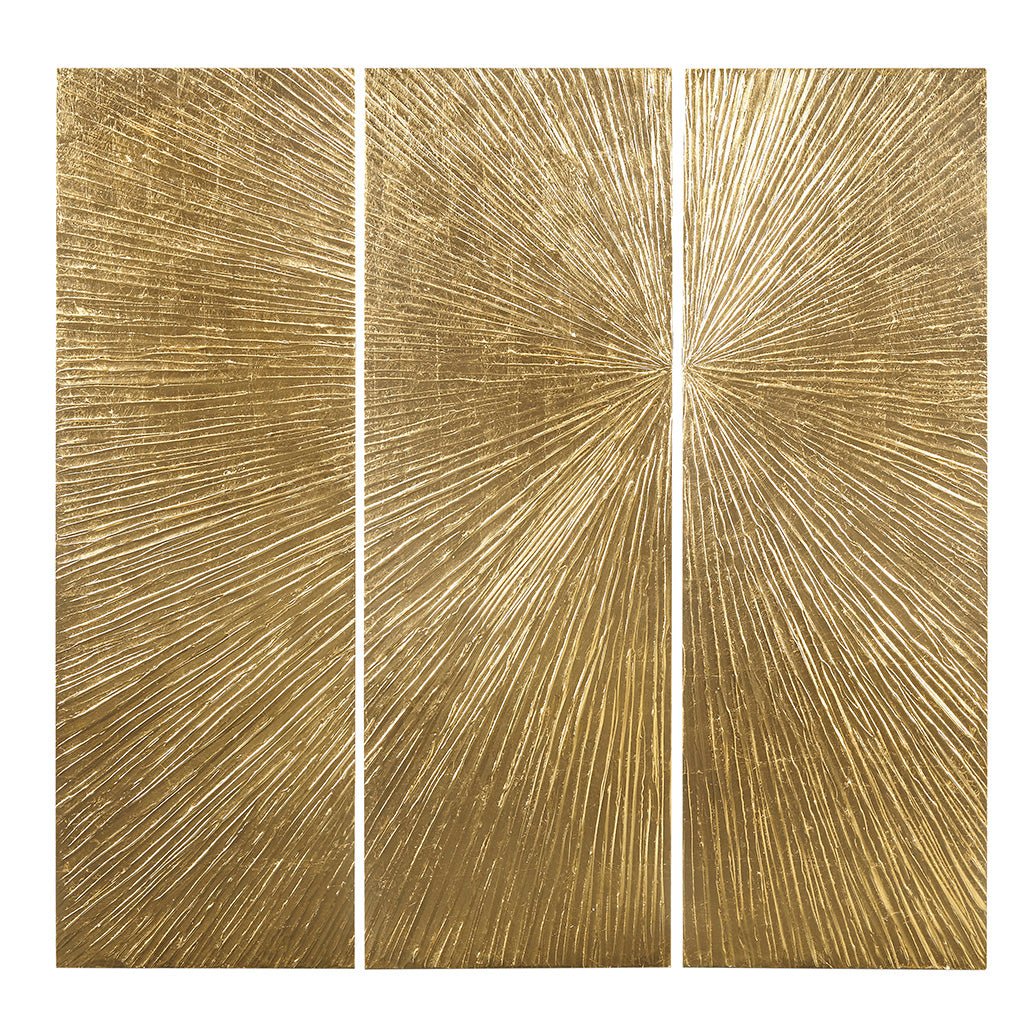 3-Piece Hand Painted Wall Art Set with Metallic Art