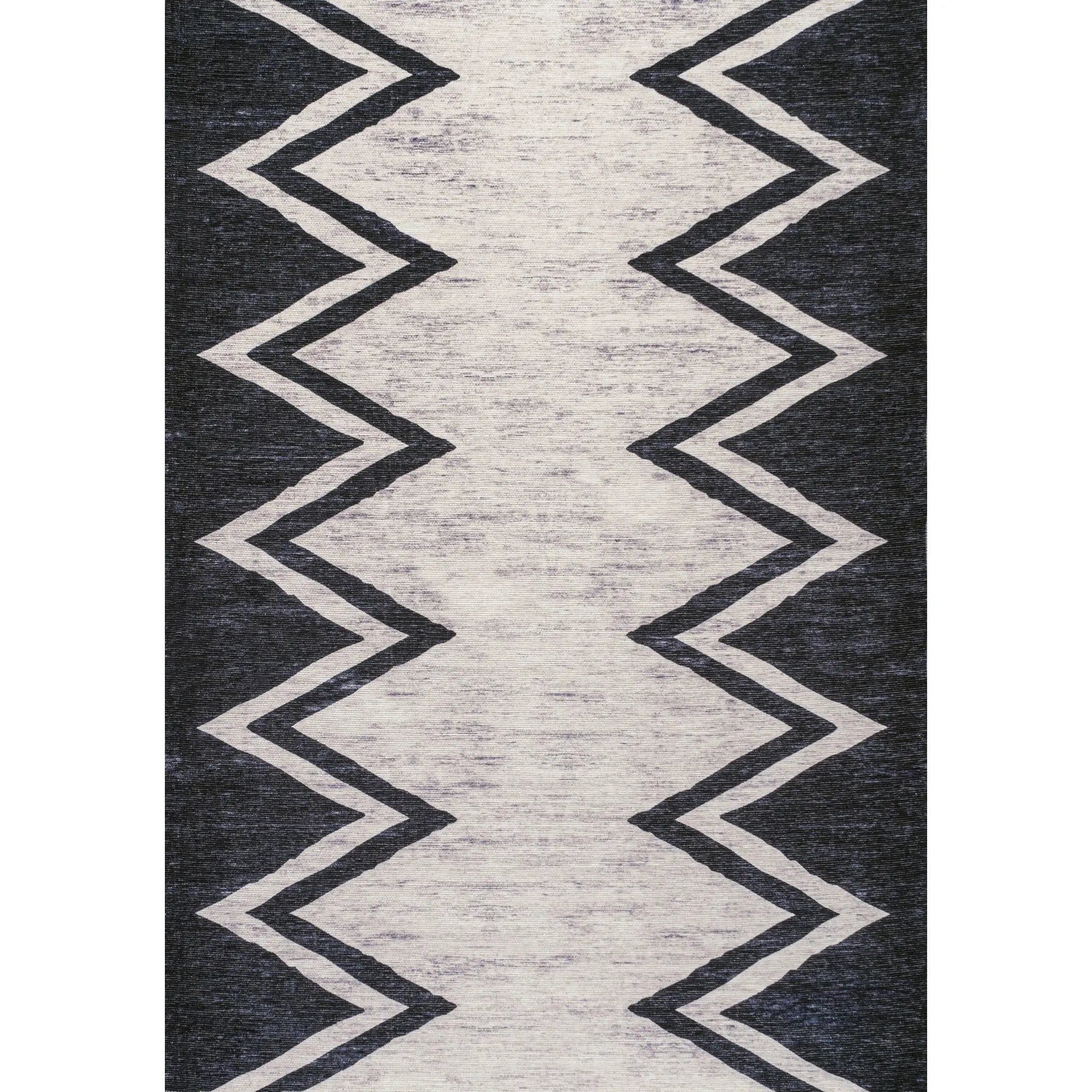 Siksak Modern Chevron Border Machine-Washable Area Rug