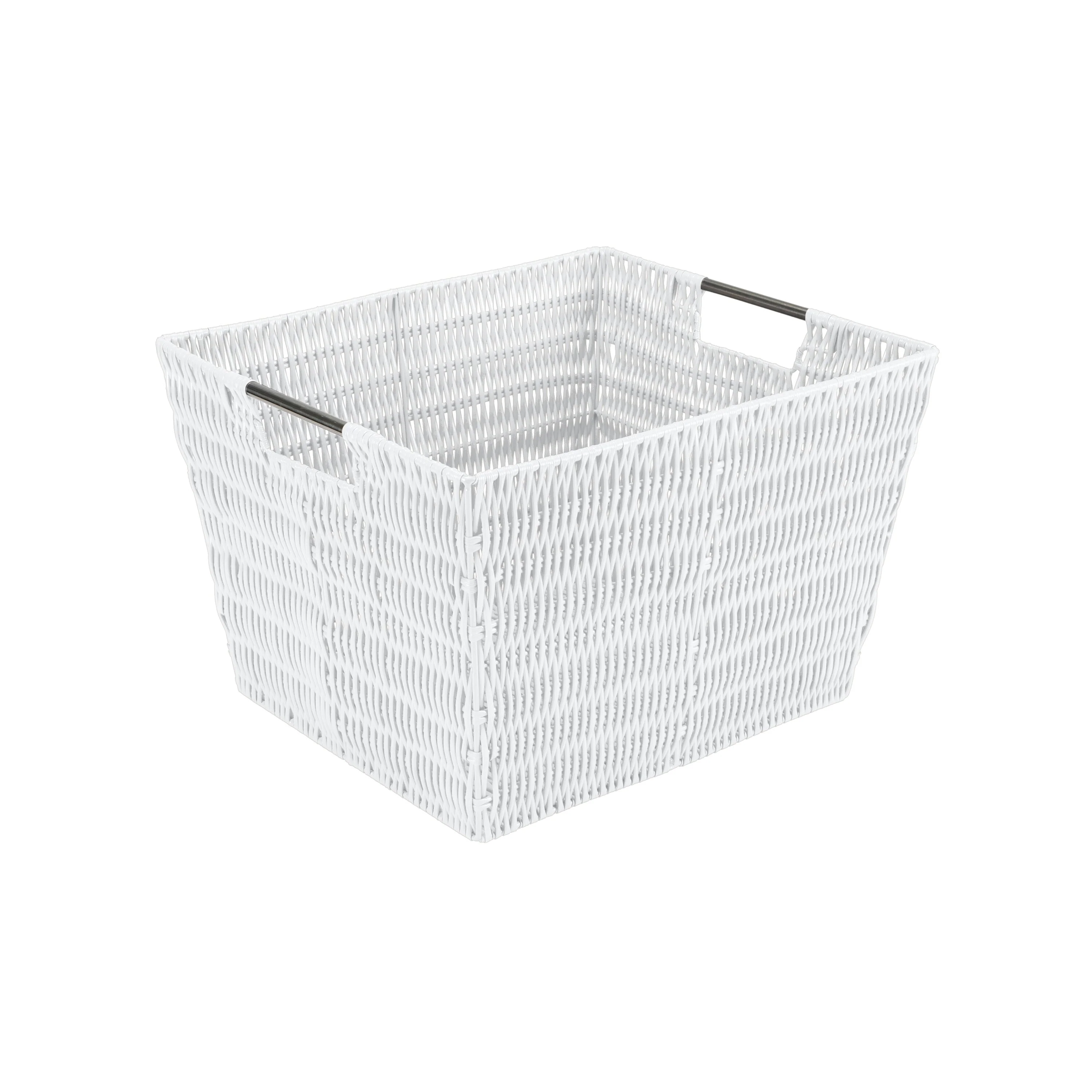 Simplify Large Rattan Storage Tote Basket in Charcoal