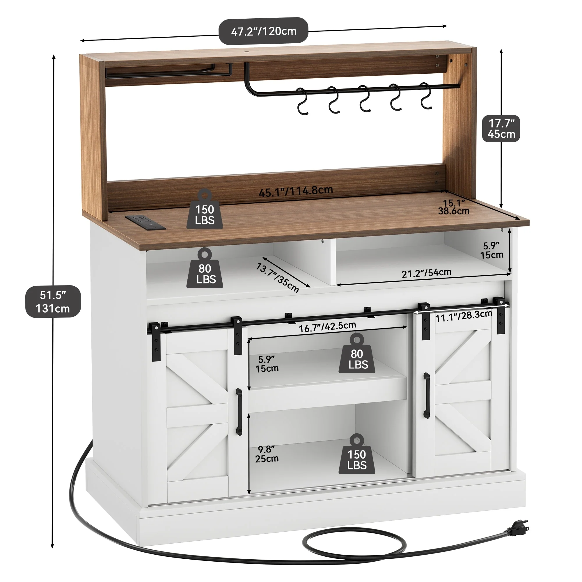 Moasis Farmhouse Coffee Bar Cabinet - 15.1
