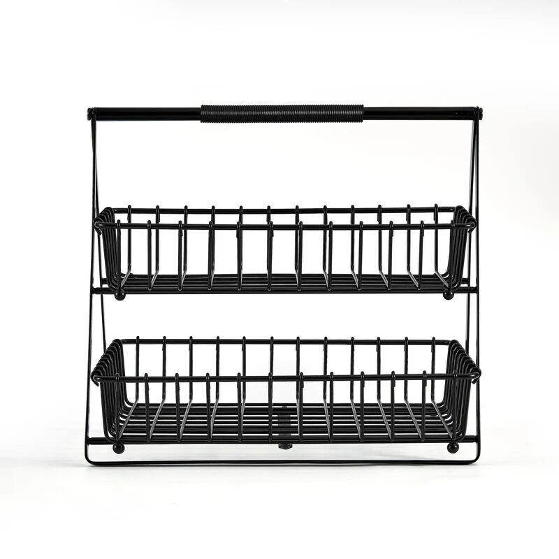 Gourmet Basics by Mikasa Flax 2-Tier Basket, Black/Wire