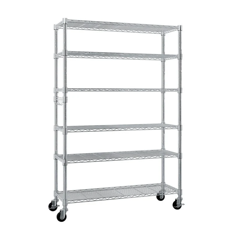 6-Tier NSF-Certified Steel Wire Shelving Rck with Wheels