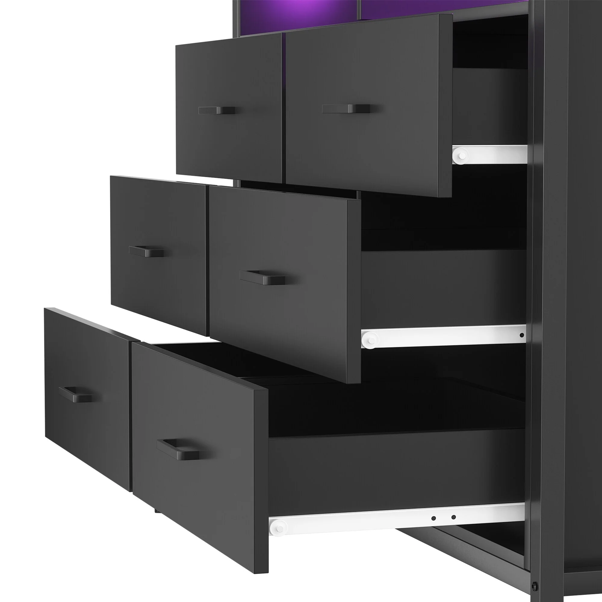 Chest of Drawers with LED Lights and Outlets,Wood Drawer Dresser for Clothes Storage