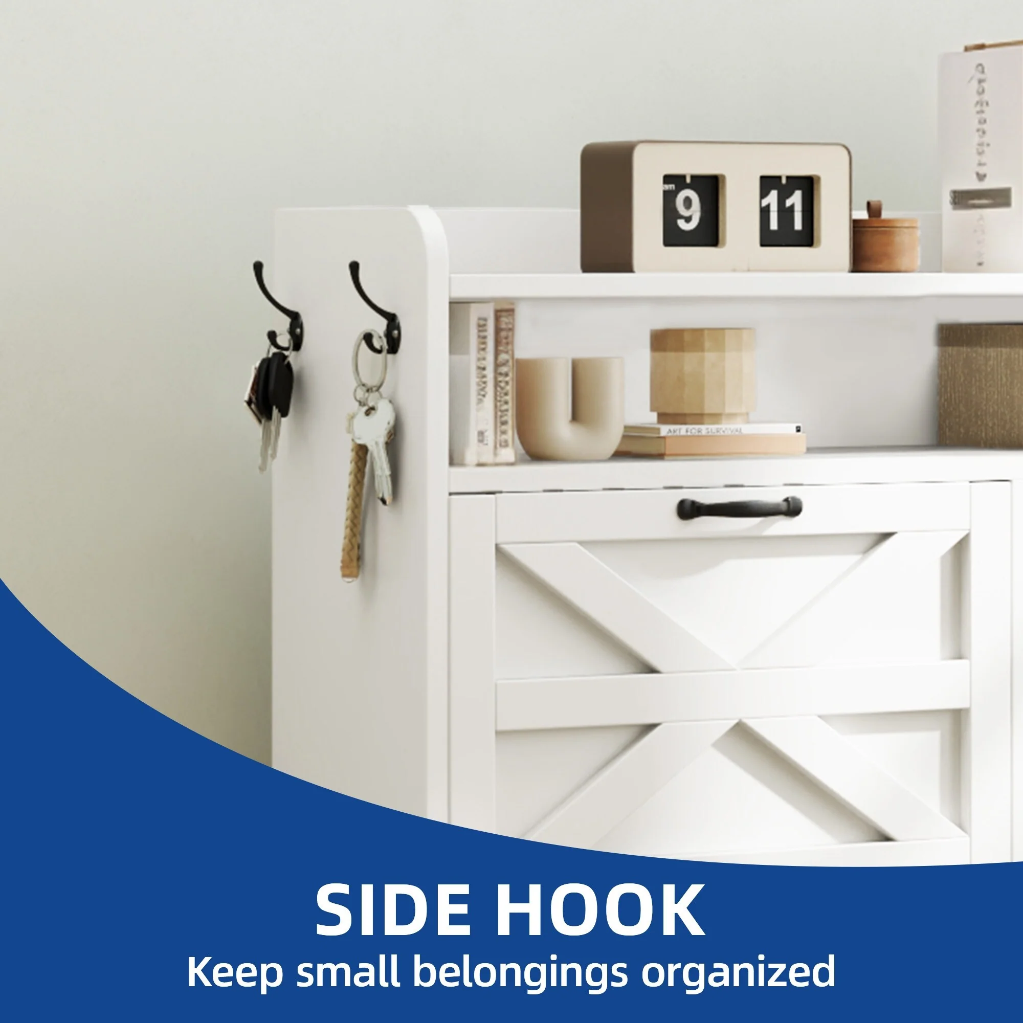 Moasis 24 Pairs Farmhouse Shoe Storage Cabinet 4 Flip Drawers Shoe Organizer