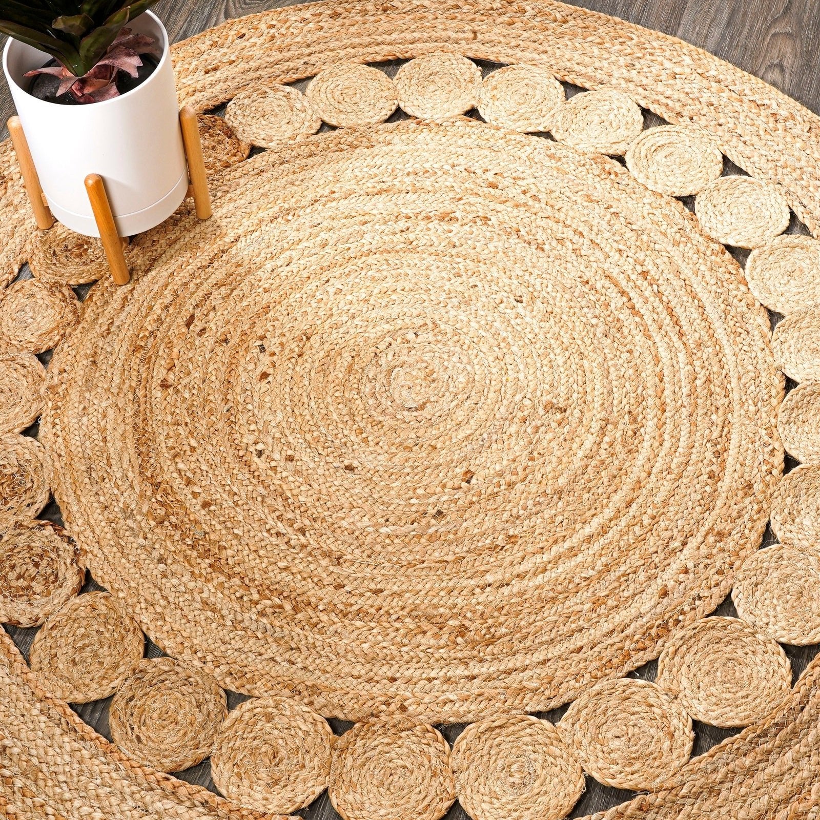 Dahlia Natural Jute Boho Circle Natural Area Rug
