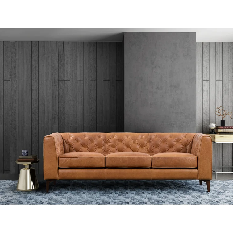 Peale 89'' Full-Grain Genuine Italian Leather Sofa
