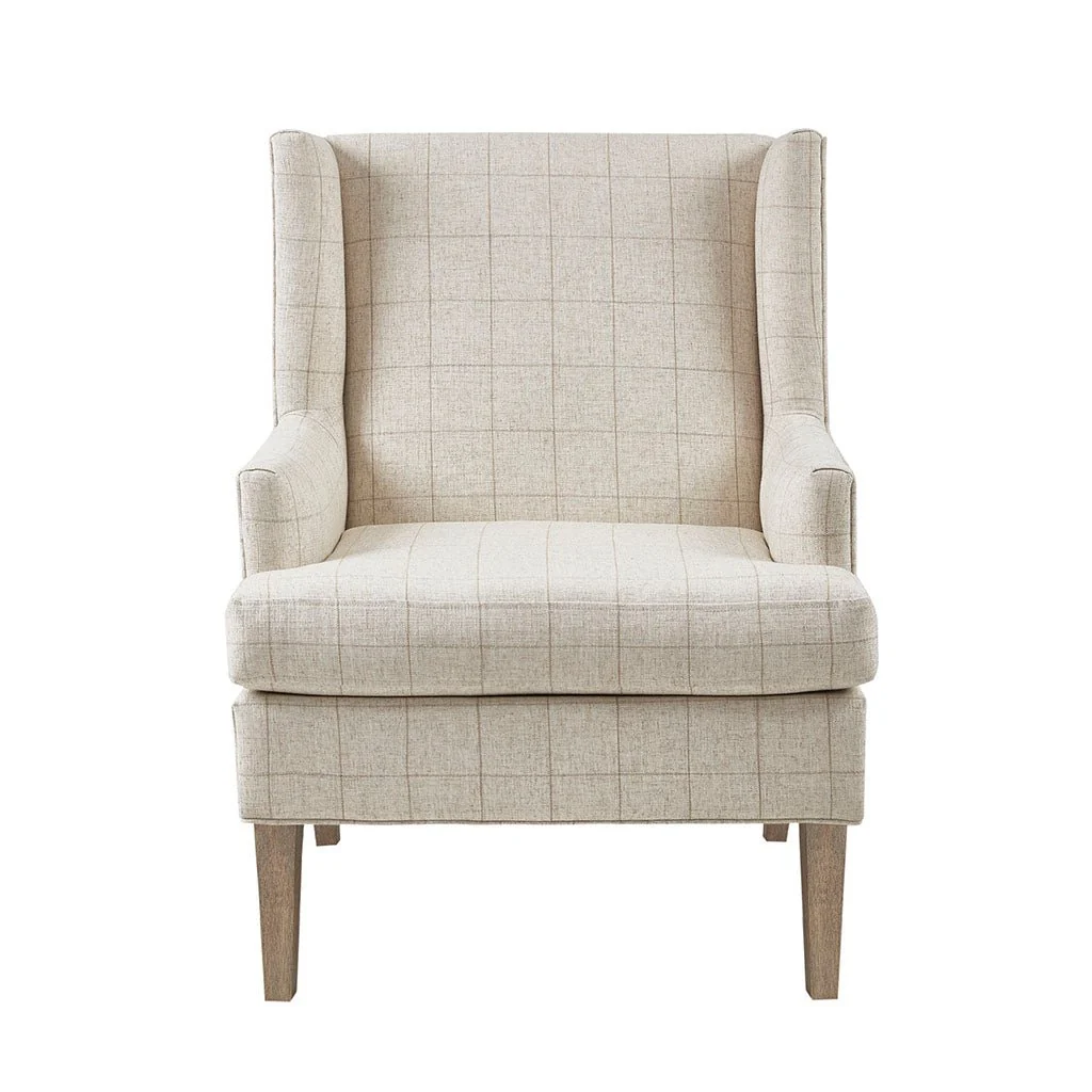 Upholstered Accent Chair with Wing Back and Recessed Arms