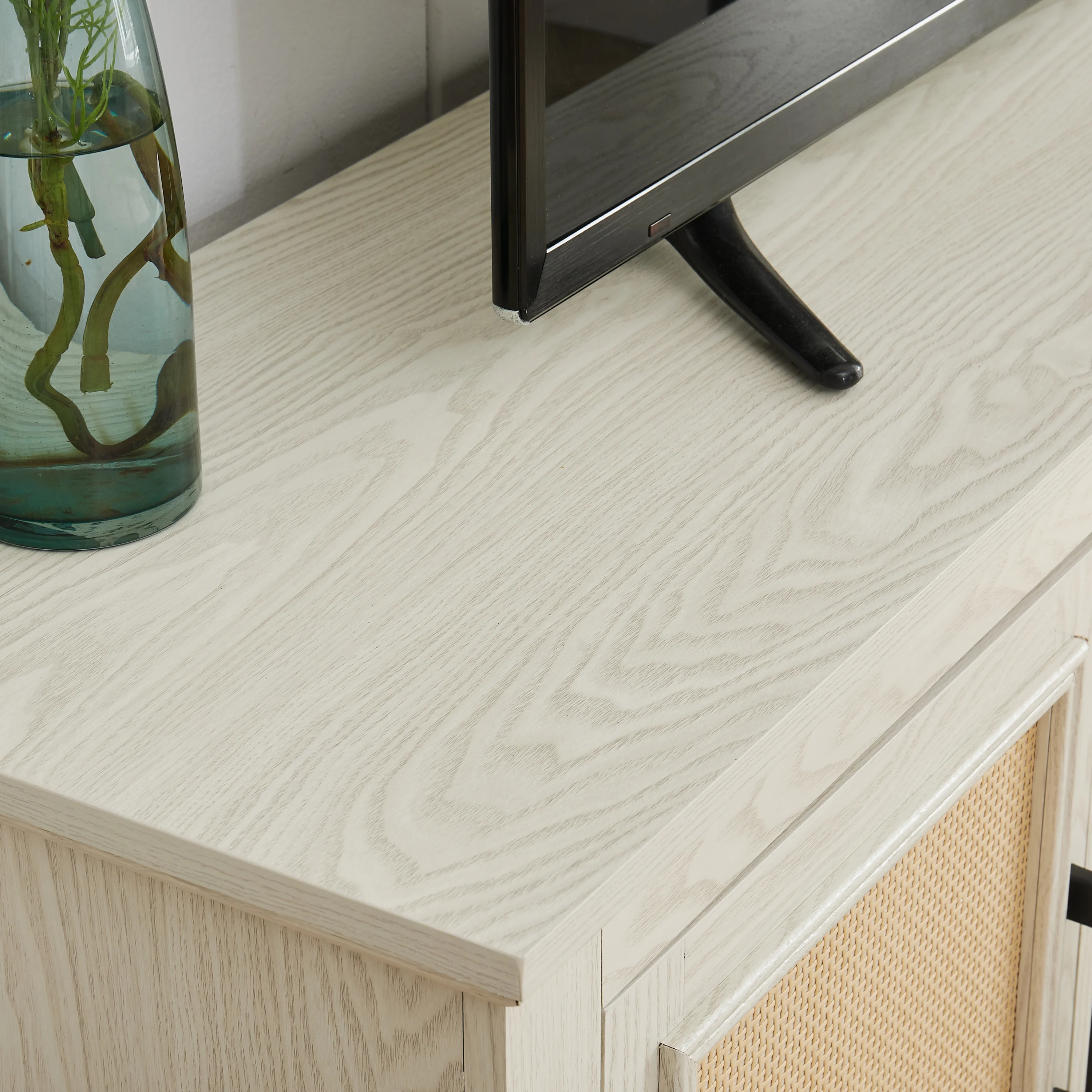 Farmhouse Rattan TV Stand